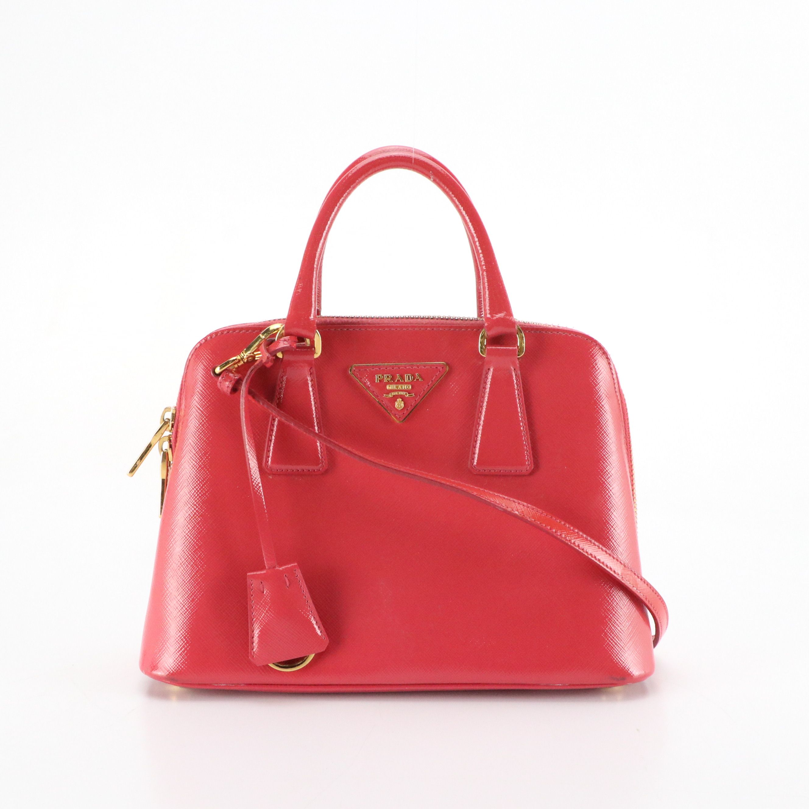 Prada Small Promenade Two-Way Bag in Patent Saffiano Lux Leather