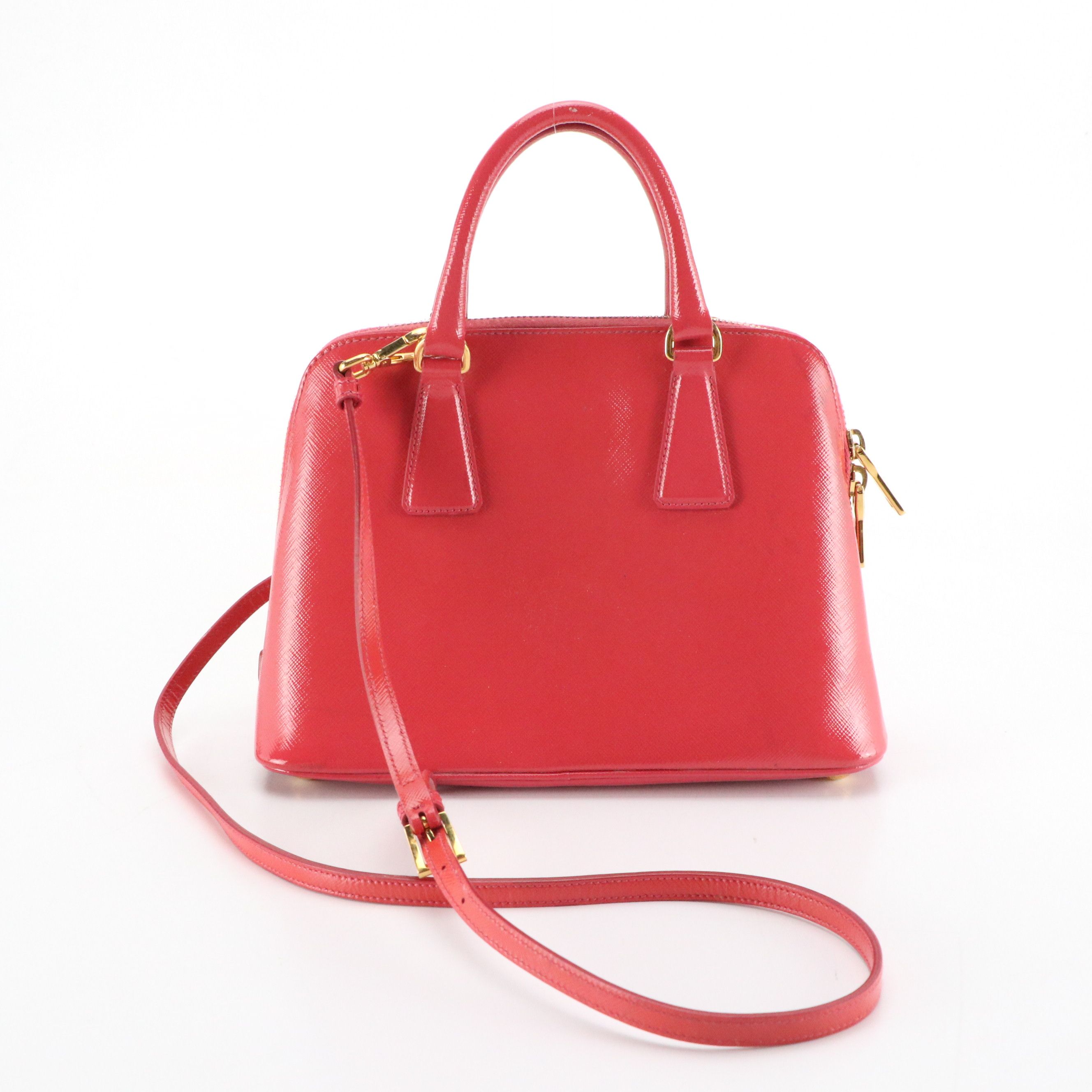 Prada Small Promenade Two-Way Bag in Patent Saffiano Lux Leather