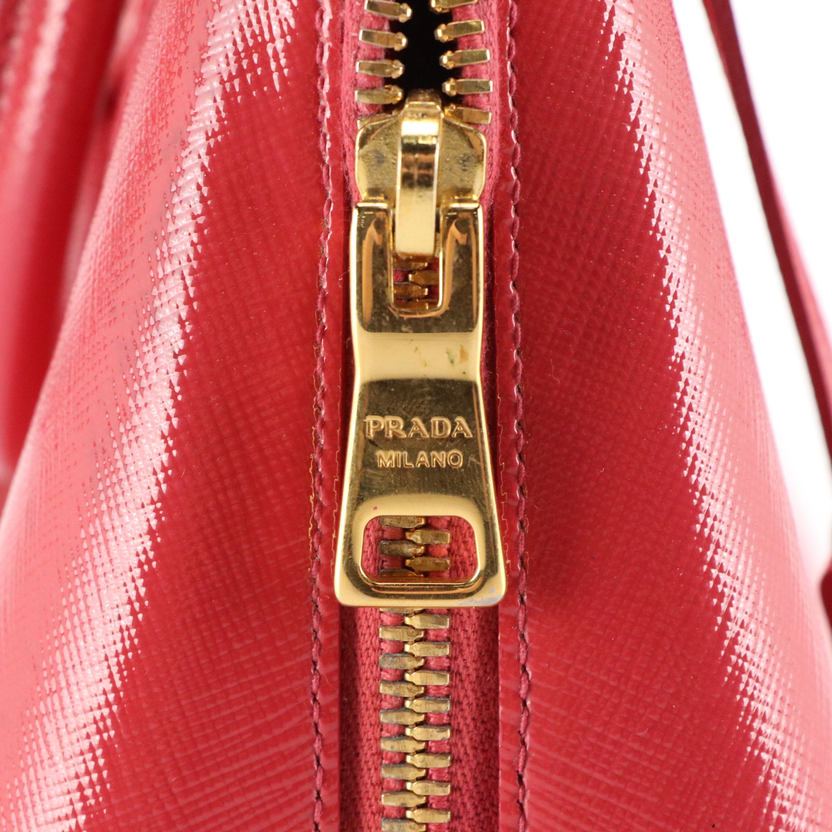 Prada Small Promenade Two-Way Bag in Patent Saffiano Lux Leather