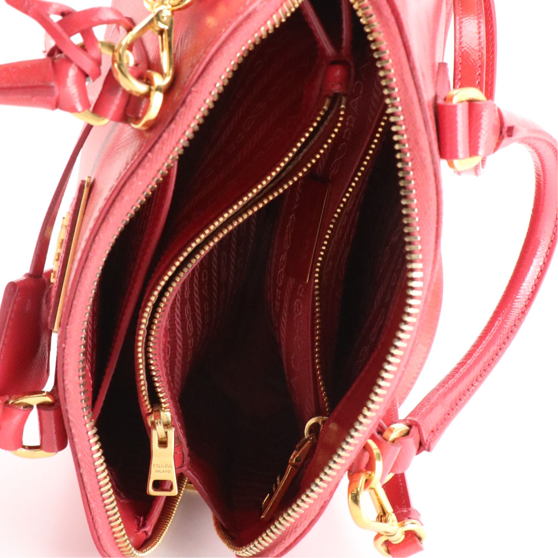 Prada Small Promenade Two-Way Bag in Patent Saffiano Lux Leather