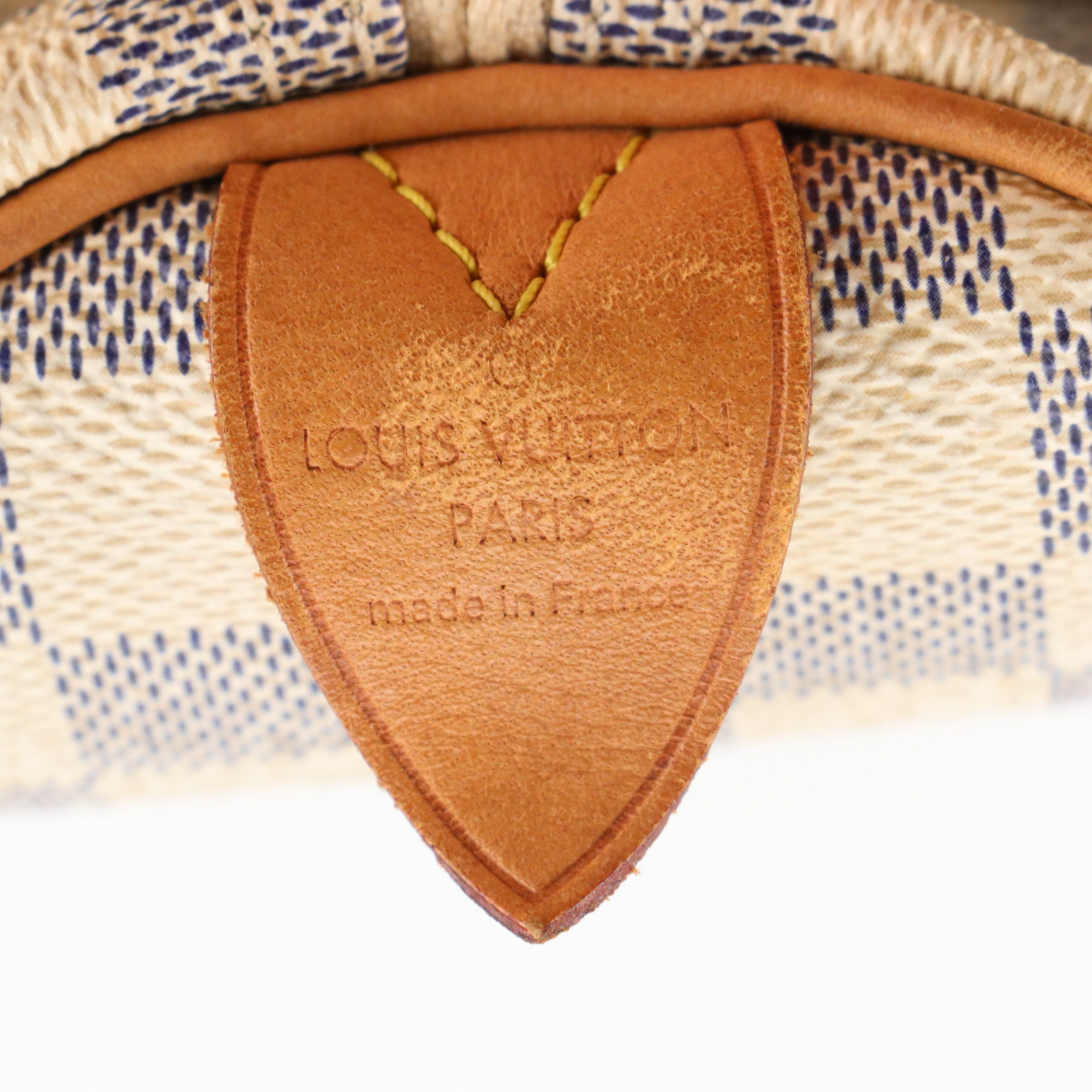 Louis Vuitton Speedy 30 Boston Bag in Damier Azur Canvas and Vachetta Leather