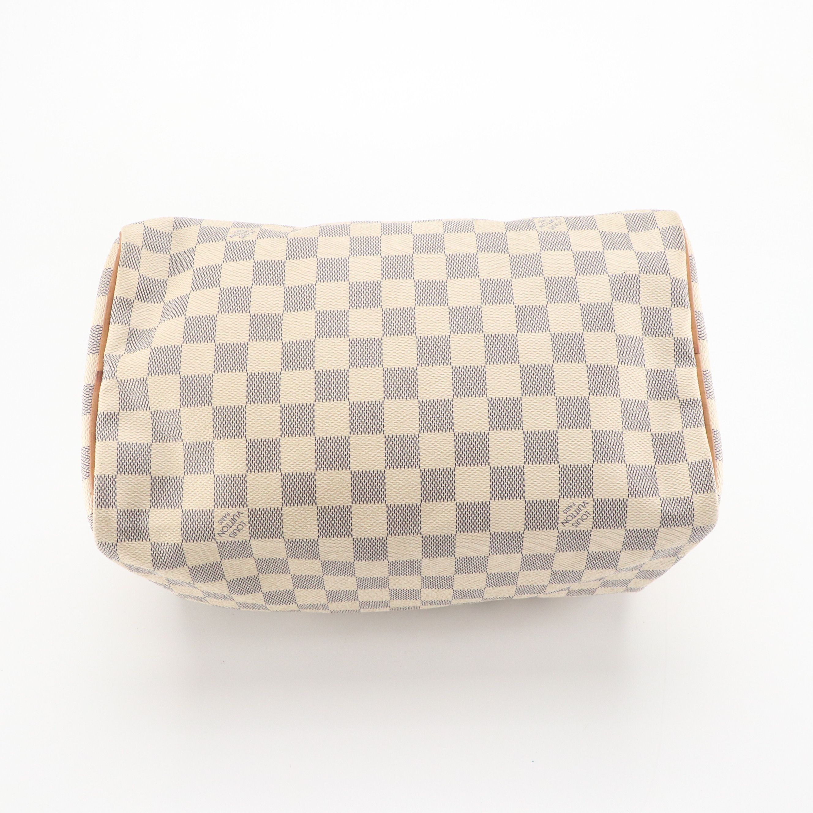Louis Vuitton Speedy 30 Boston Bag in Damier Azur Canvas and Vachetta Leather
