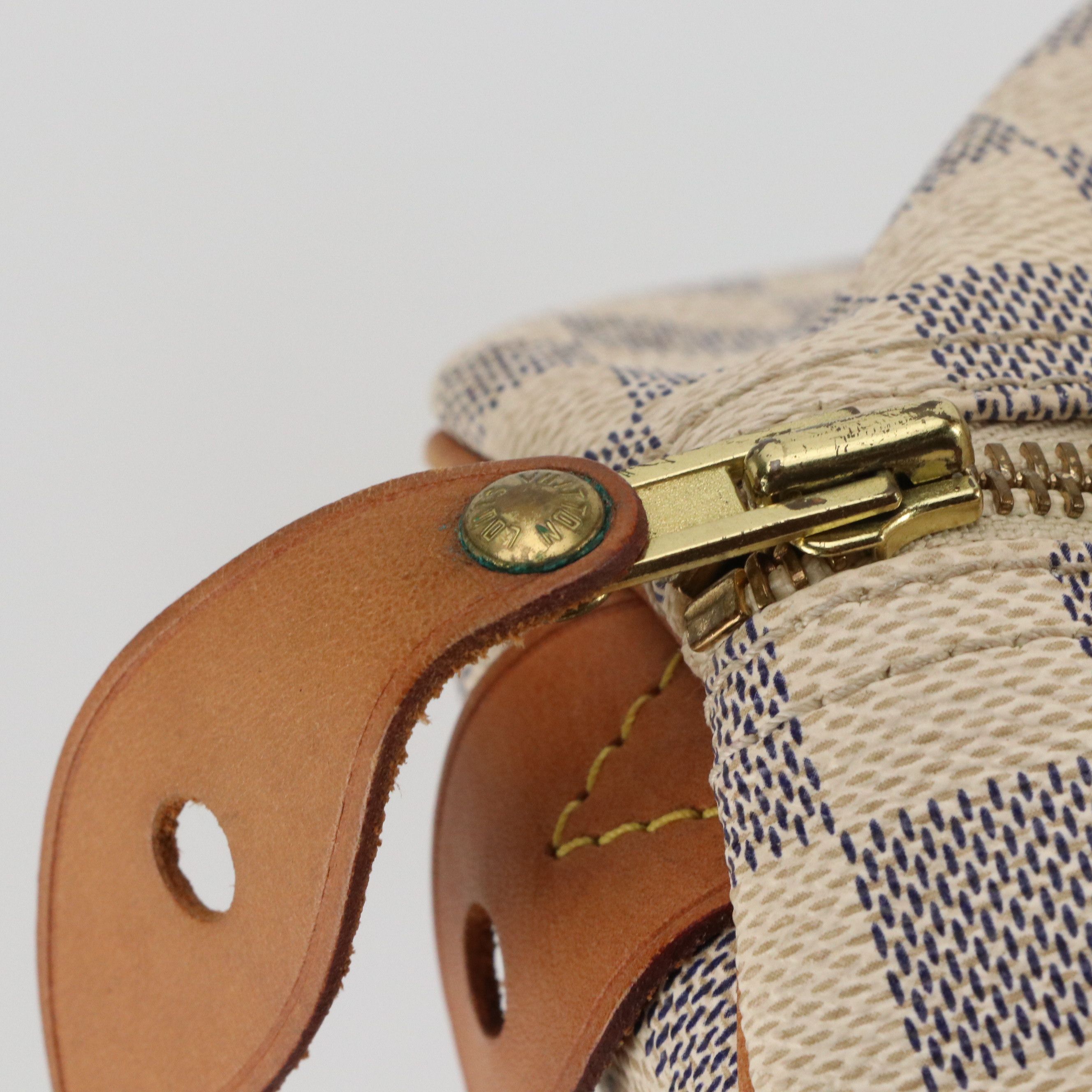 Louis Vuitton Speedy 30 Boston Bag in Damier Azur Canvas and Vachetta Leather