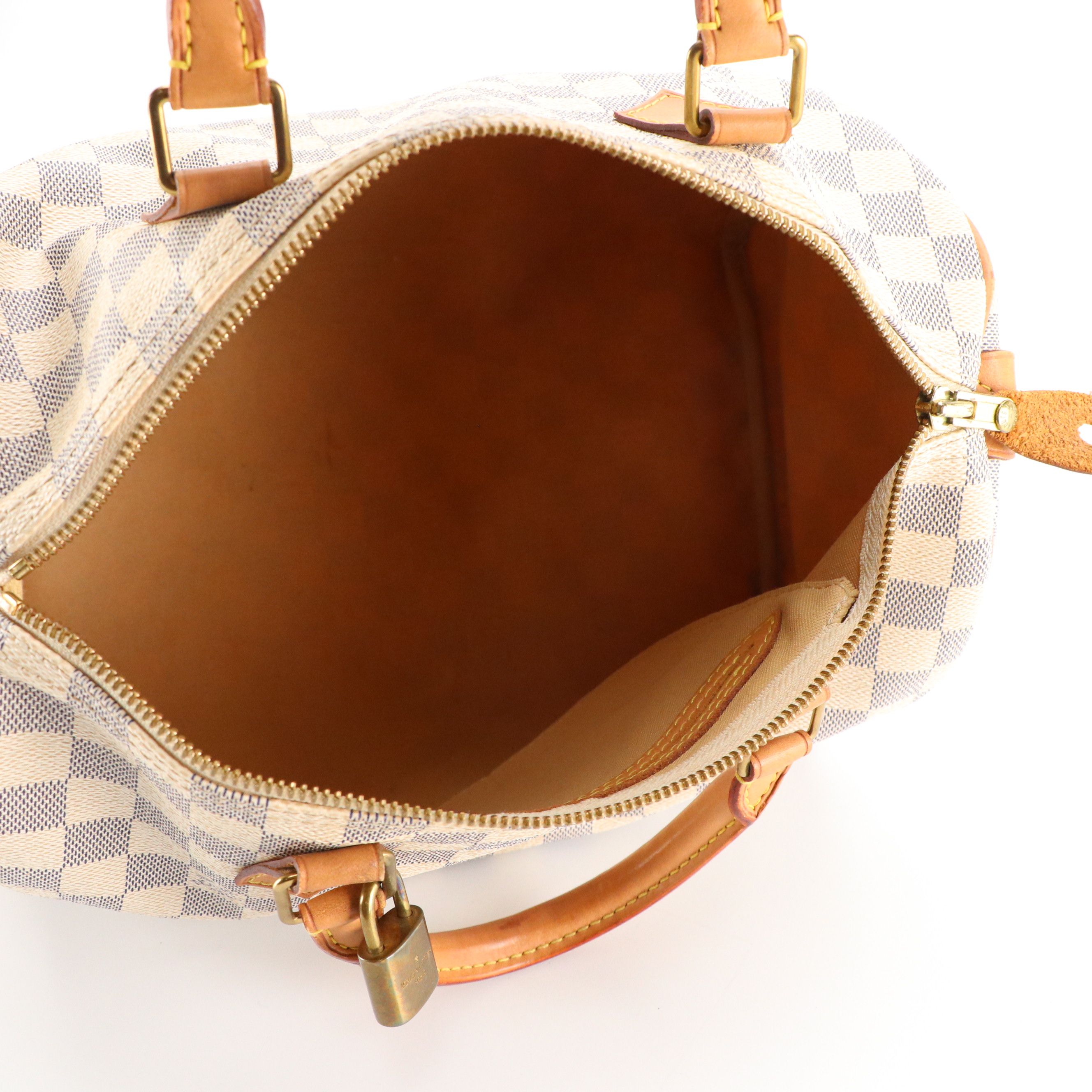 Louis Vuitton Speedy 30 Boston Bag in Damier Azur Canvas and Vachetta Leather