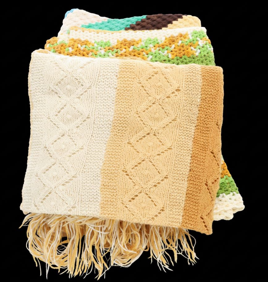 Handmade Multicolored Crochet Coverlets and Throws