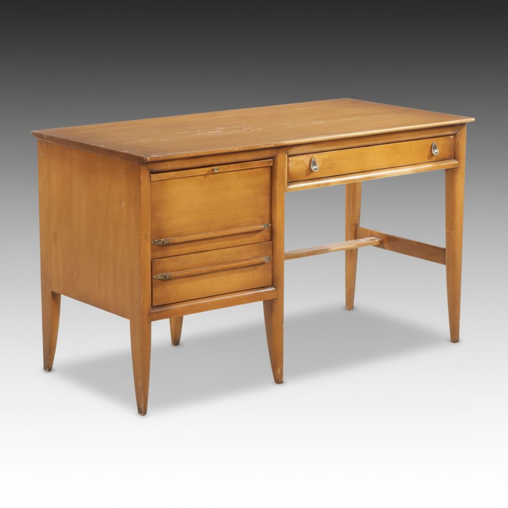 Willett Mid Century Modern Light Stained Cherry Desk, Late 20th Century