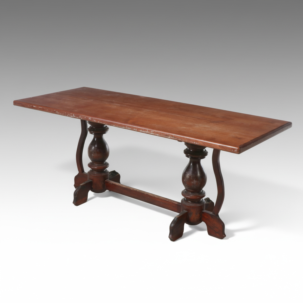 Baroque Style Mahogany Trestle Table