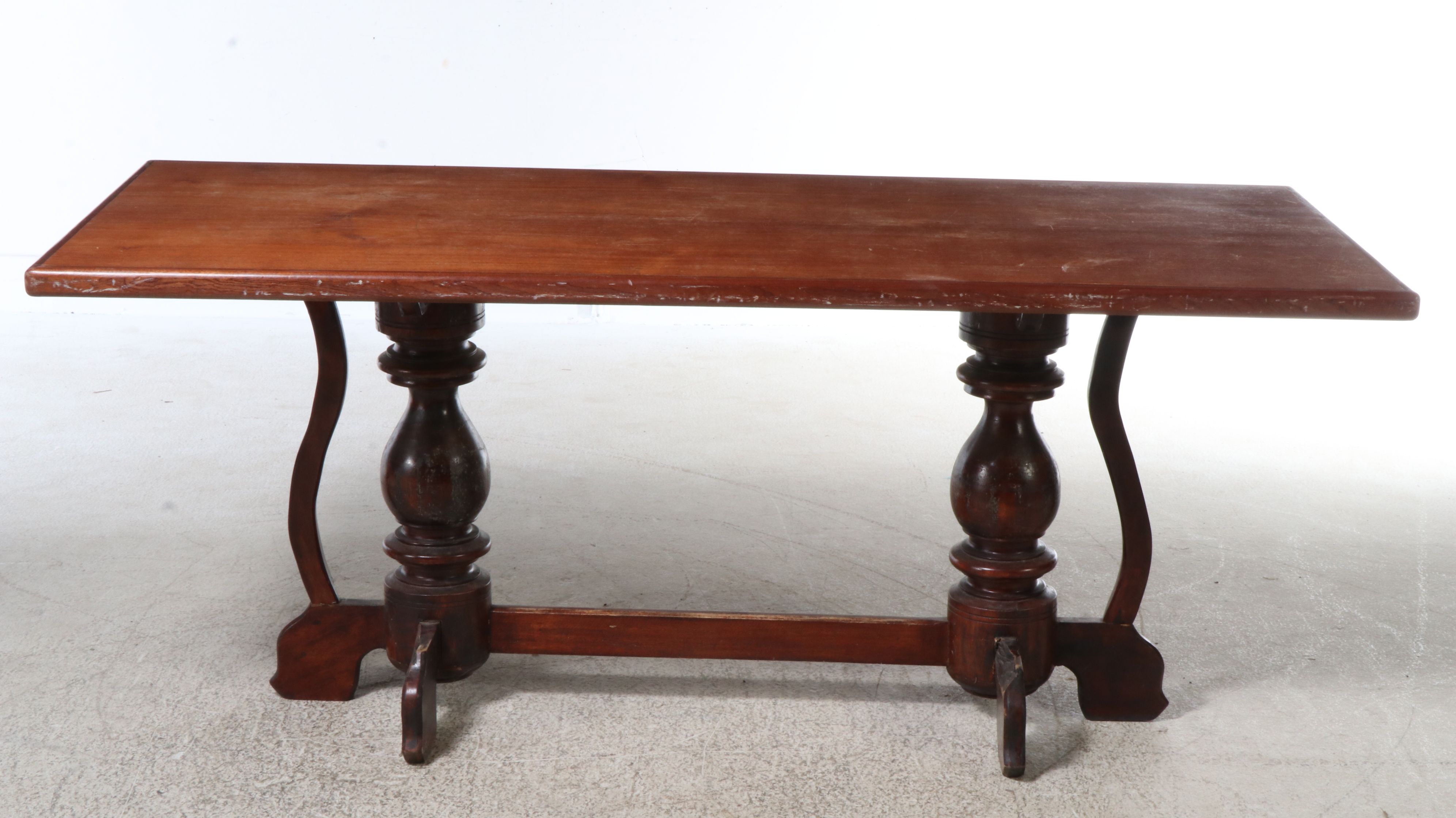 Baroque Style Mahogany Trestle Table