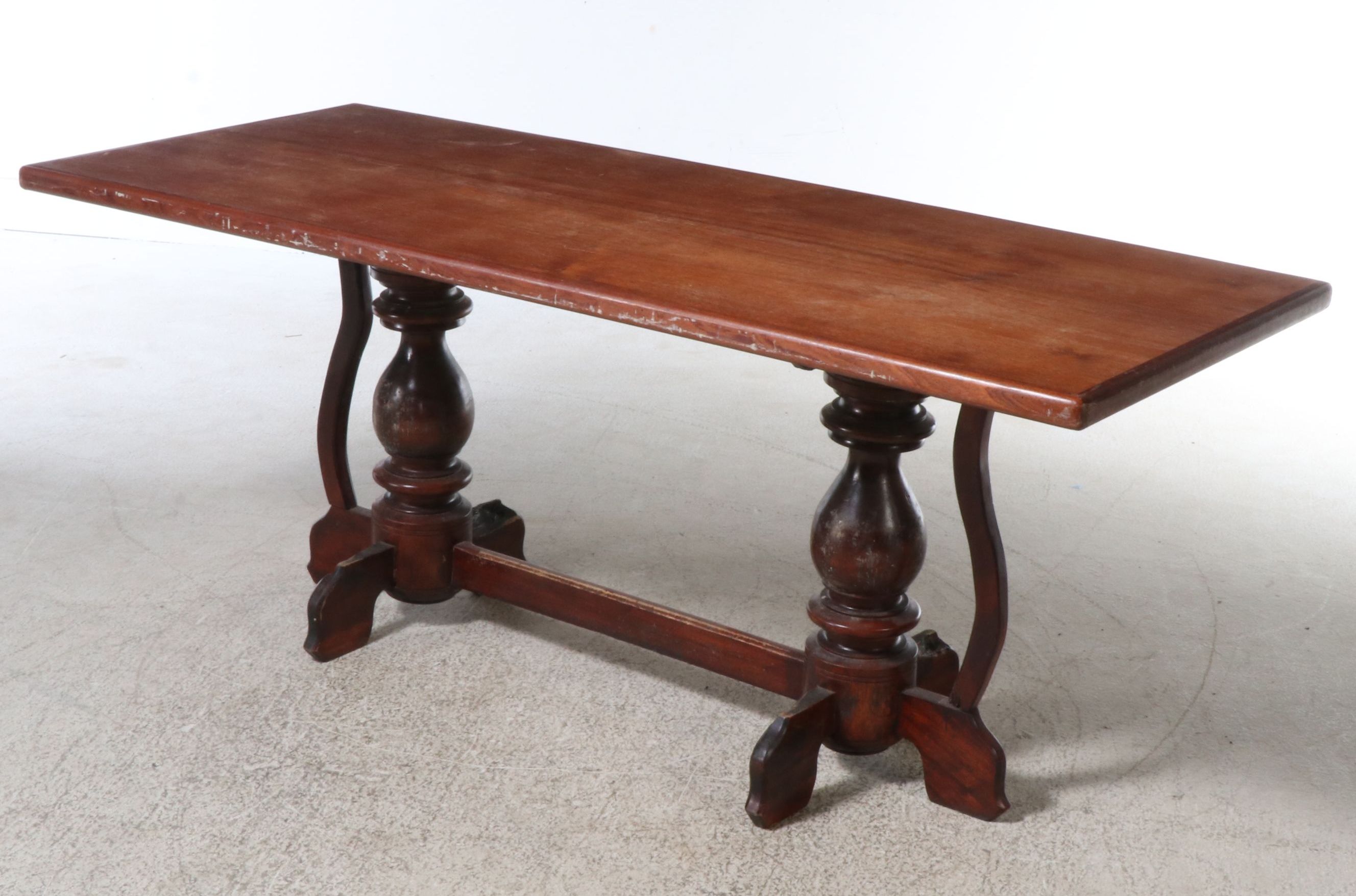 Baroque Style Mahogany Trestle Table