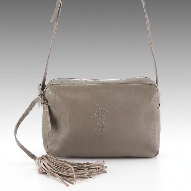 Saint Laurent YSL Lou Crossbody Camera Bag in Grey Goatskin Leather