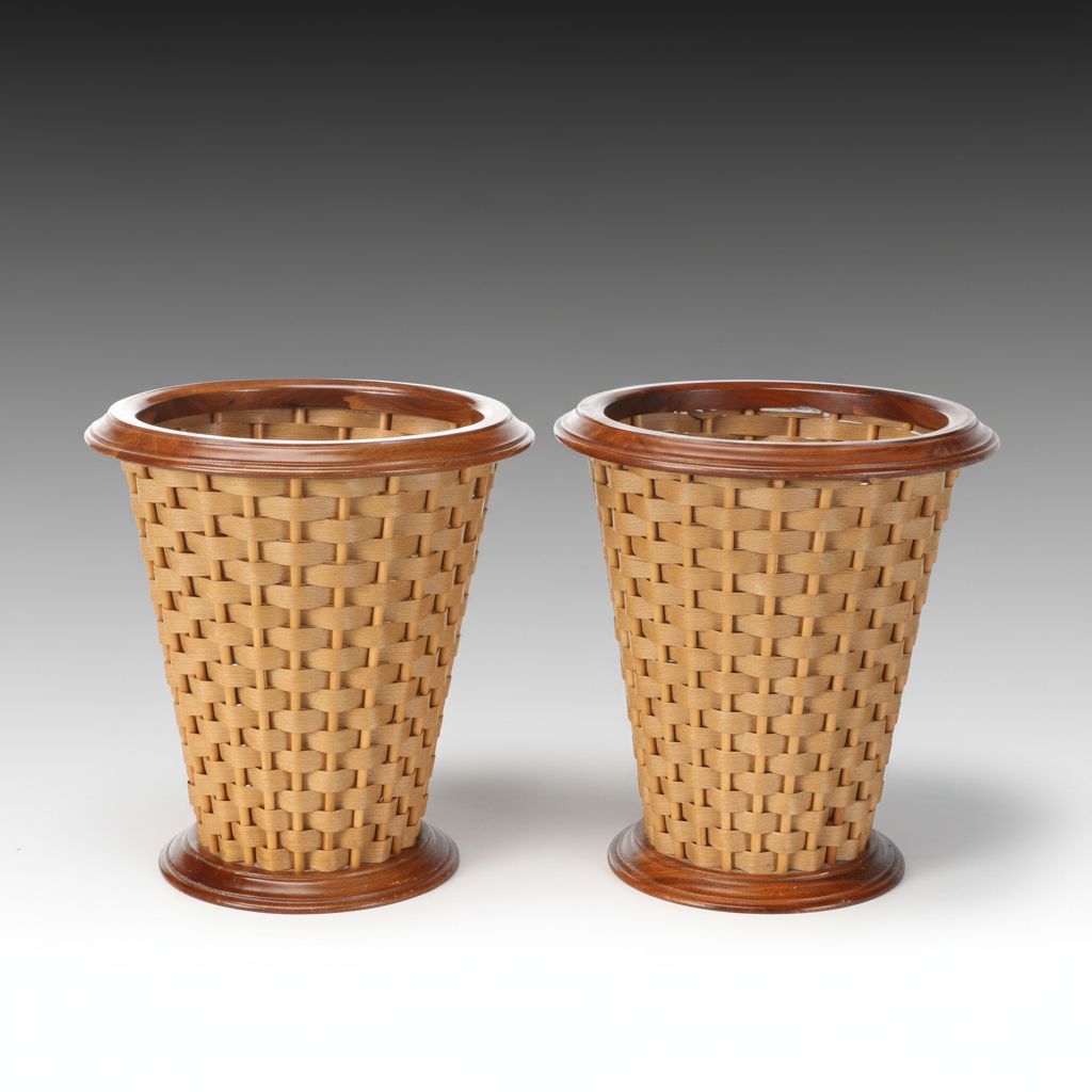 Berea College Crafts Appalachian Woodcraft Wastebaskets, 1970s