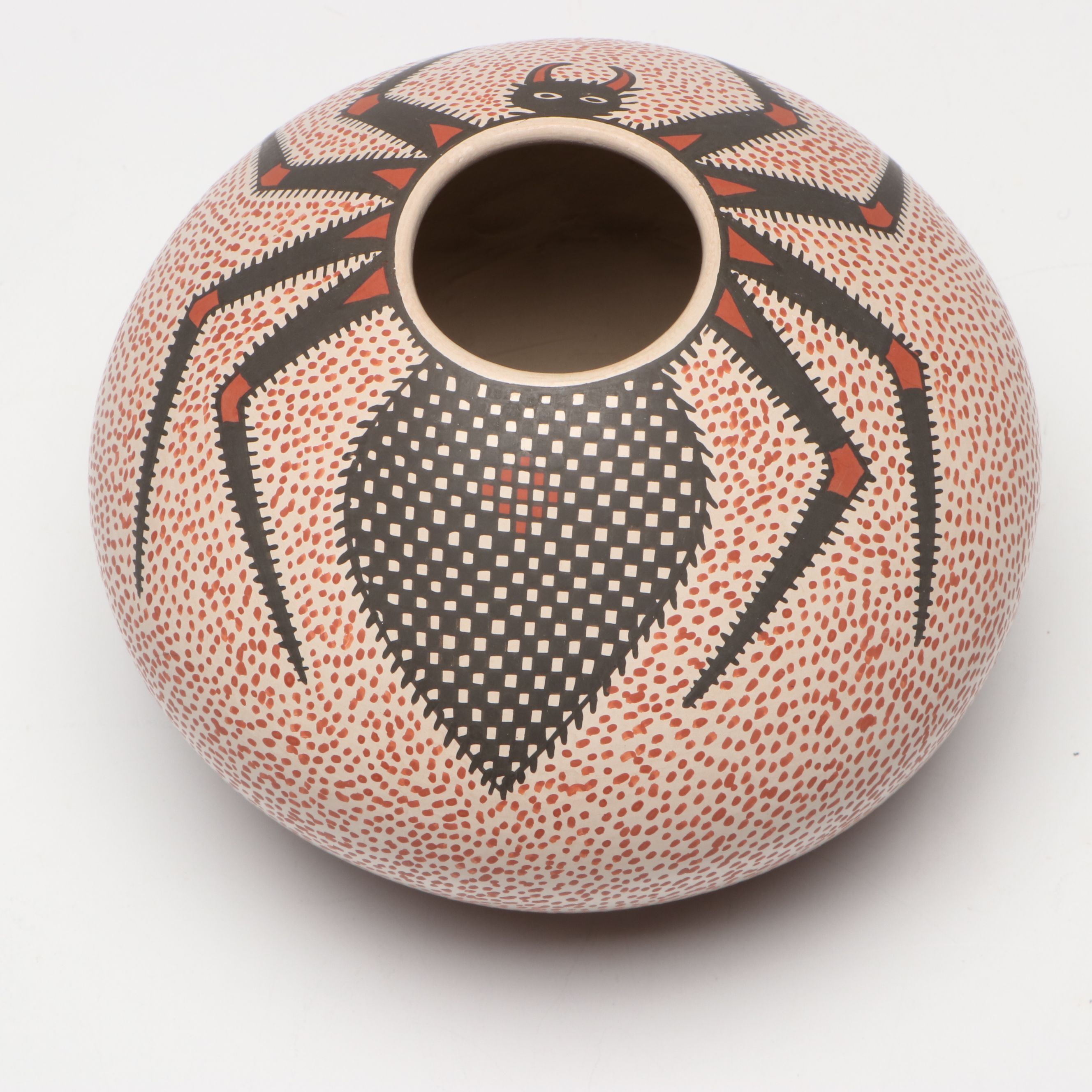 Goyin Silveira Mata Ortiz Pueblo Polychrome Pottery Spider Pot