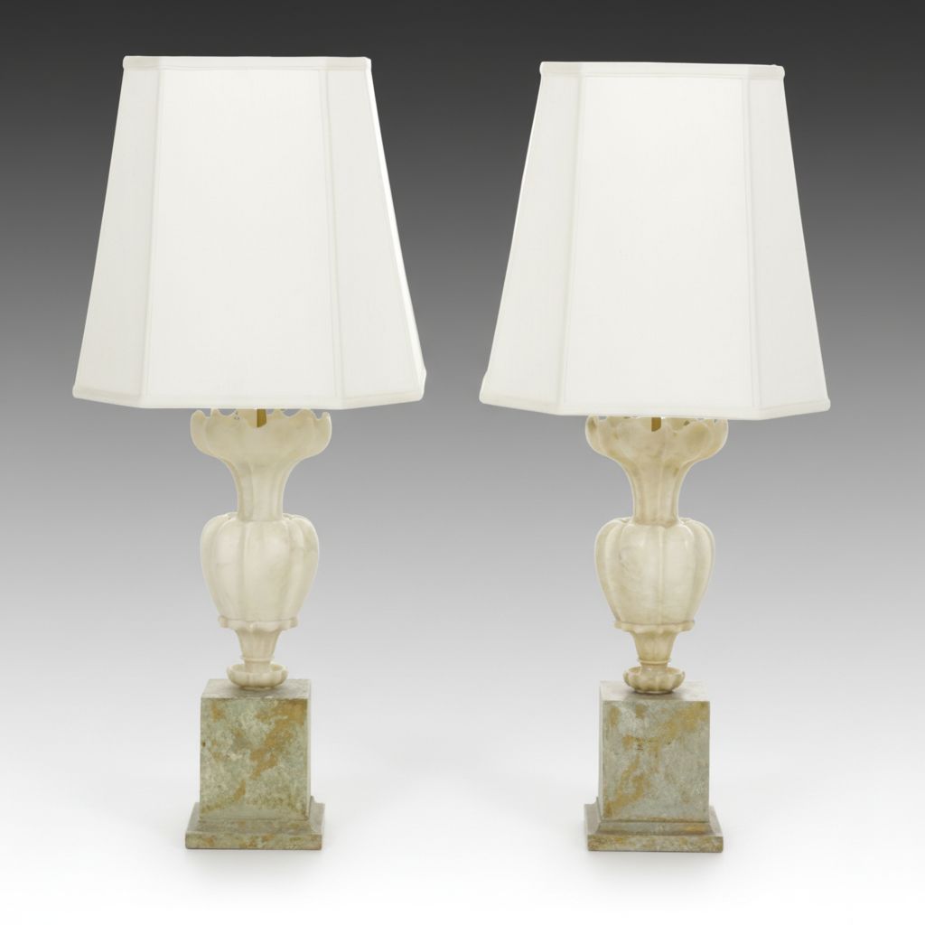 Pair of Alabaster Urn Table Lamps