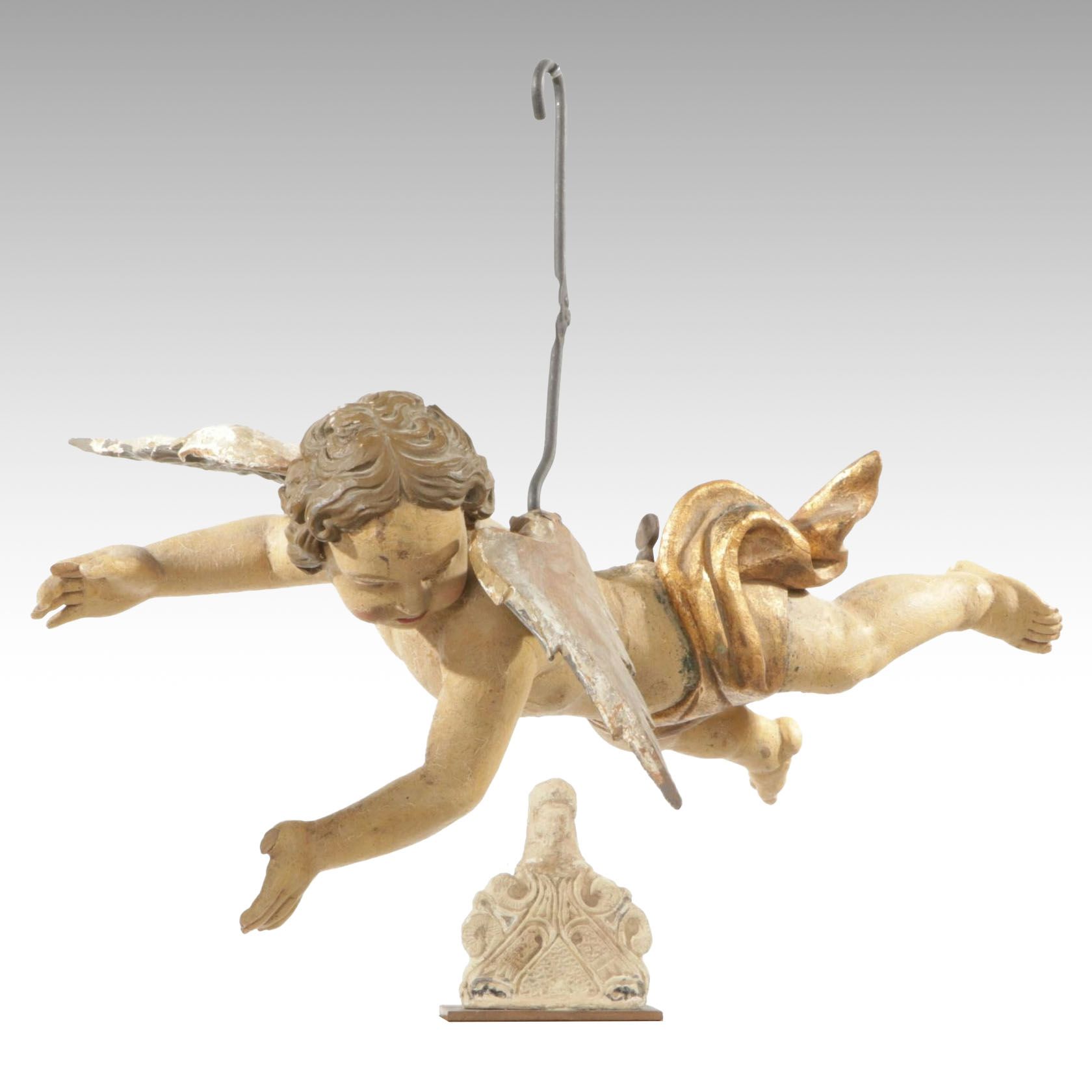 Hand-Crafted Hanging Cherub Sculpture