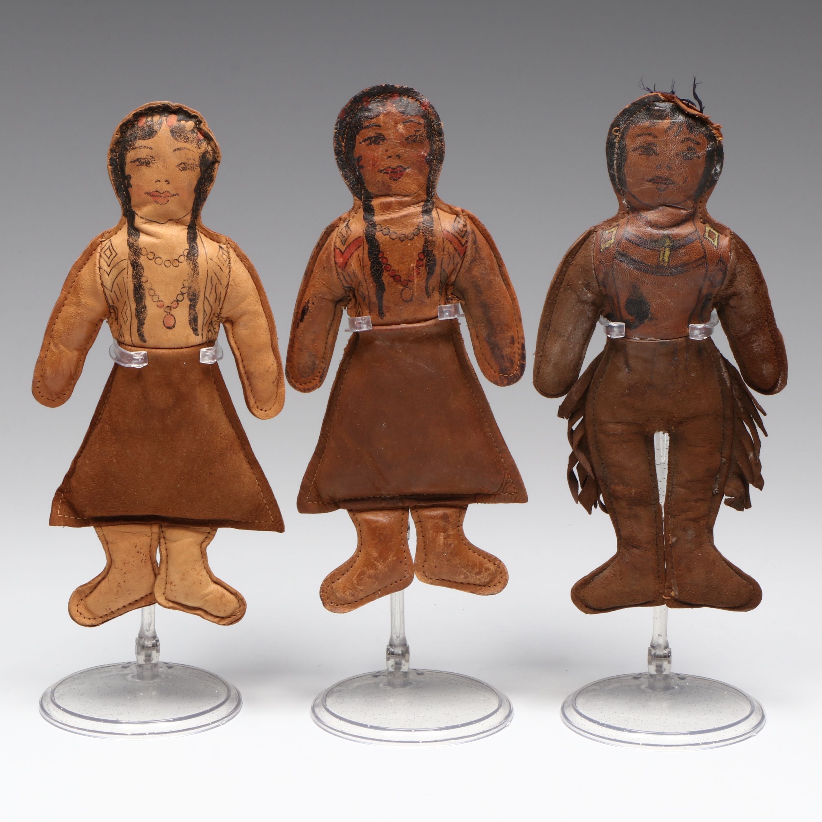 Trip Native American Leather Dolls, Circa 19th to 20th Century