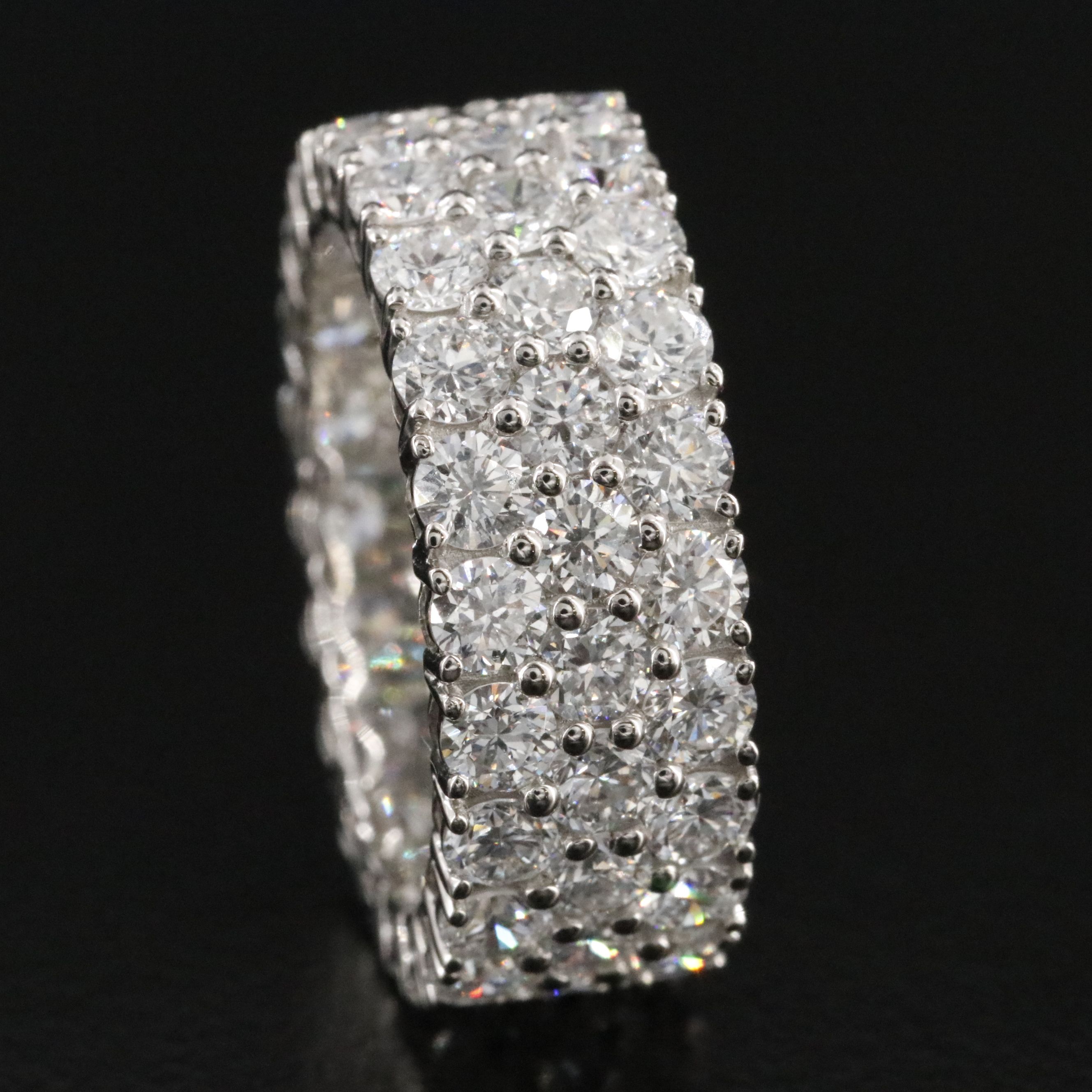 Platinum 6.41 CTW Lab Grown Diamond Three Row Eternity Band