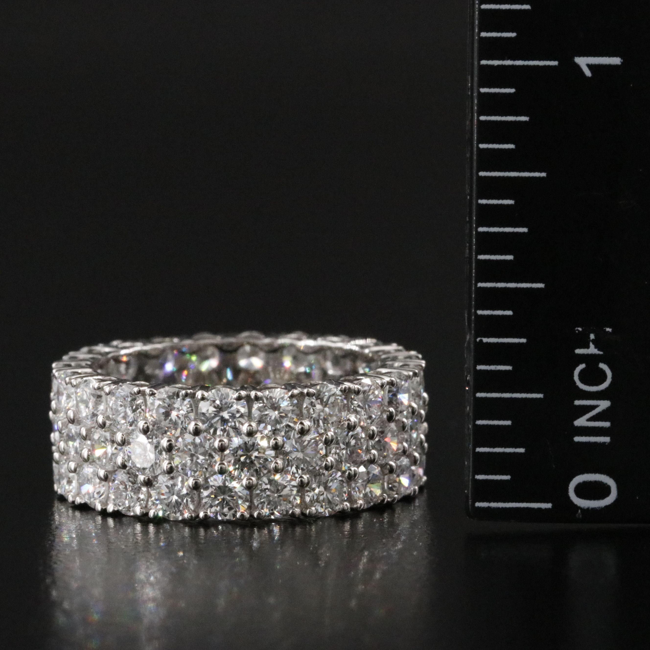 Platinum 6.41 CTW Lab Grown Diamond Three Row Eternity Band