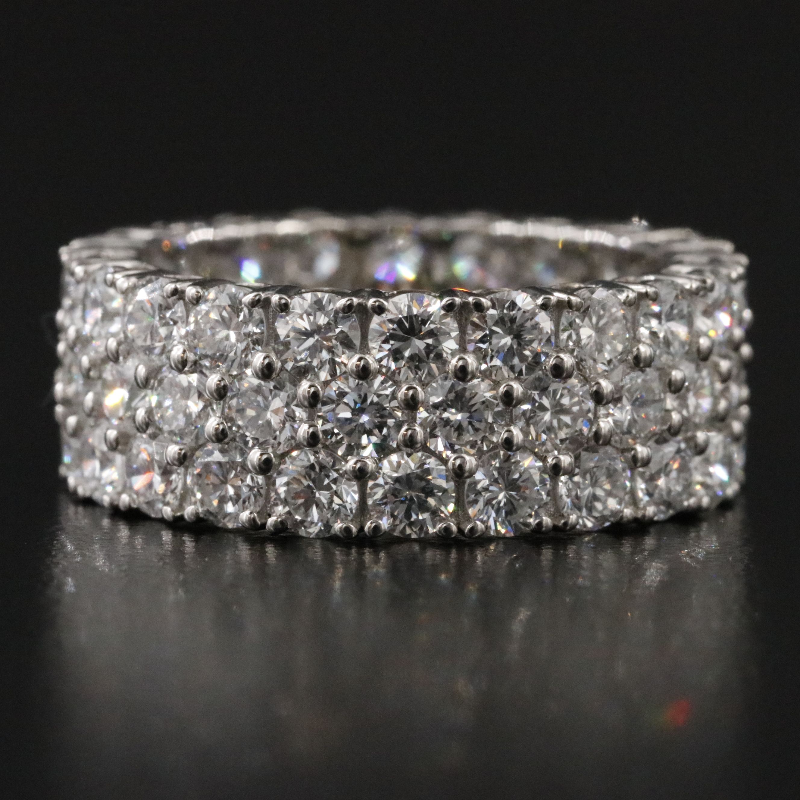 Platinum 6.41 CTW Lab Grown Diamond Three Row Eternity Band