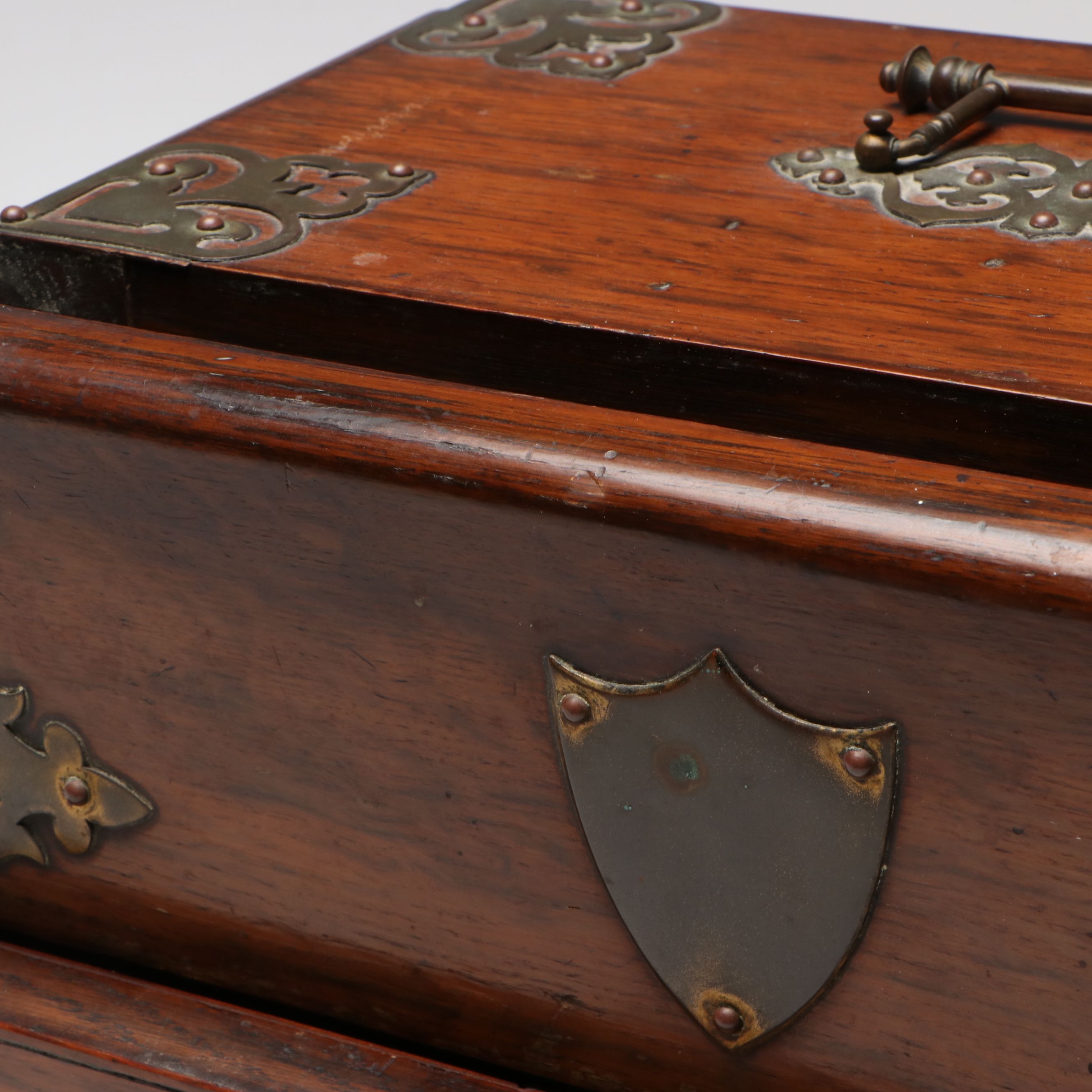 W. Ofield English Metal Mounted Wooden Seal Chest