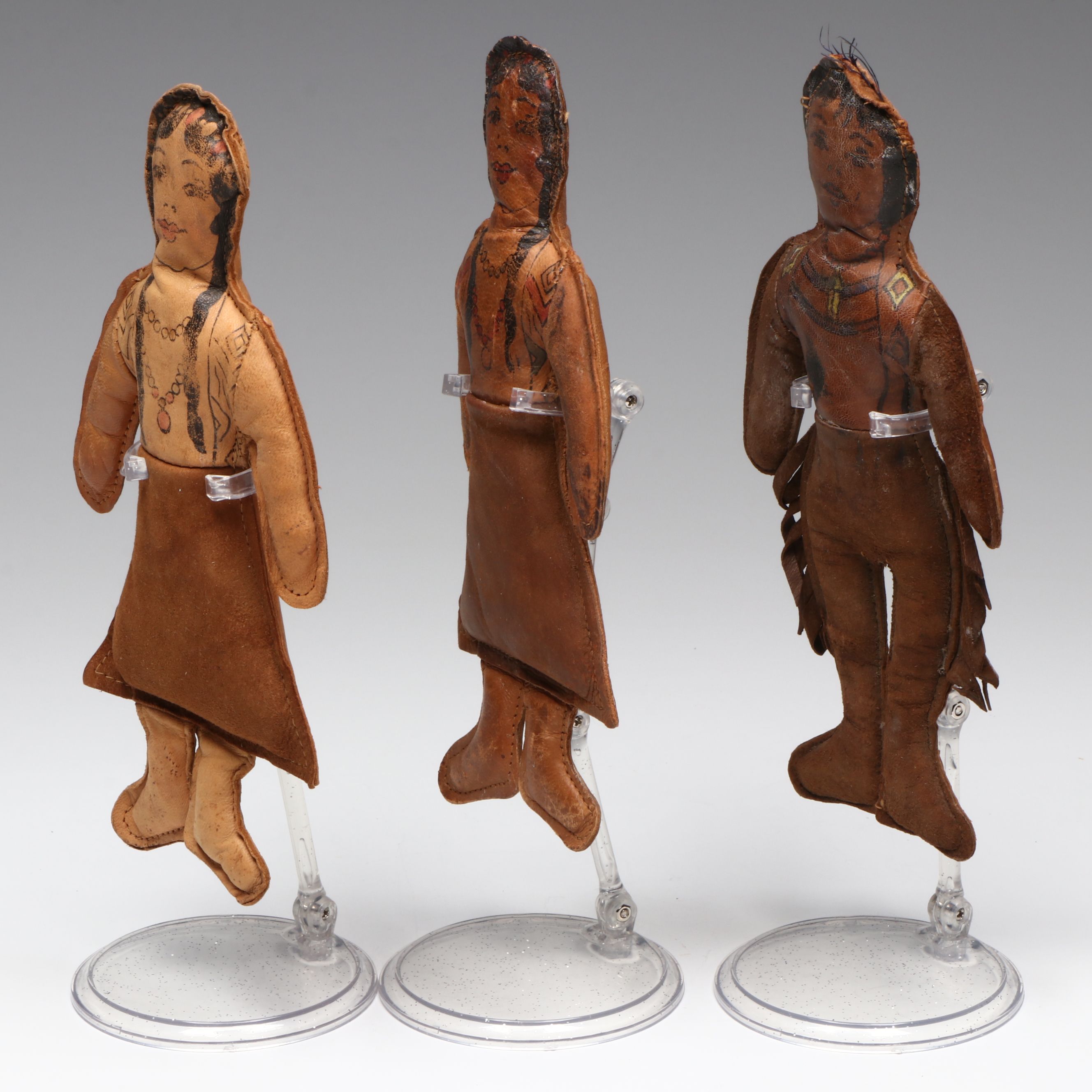 Trip Native American Leather Dolls, Circa 19th to 20th Century