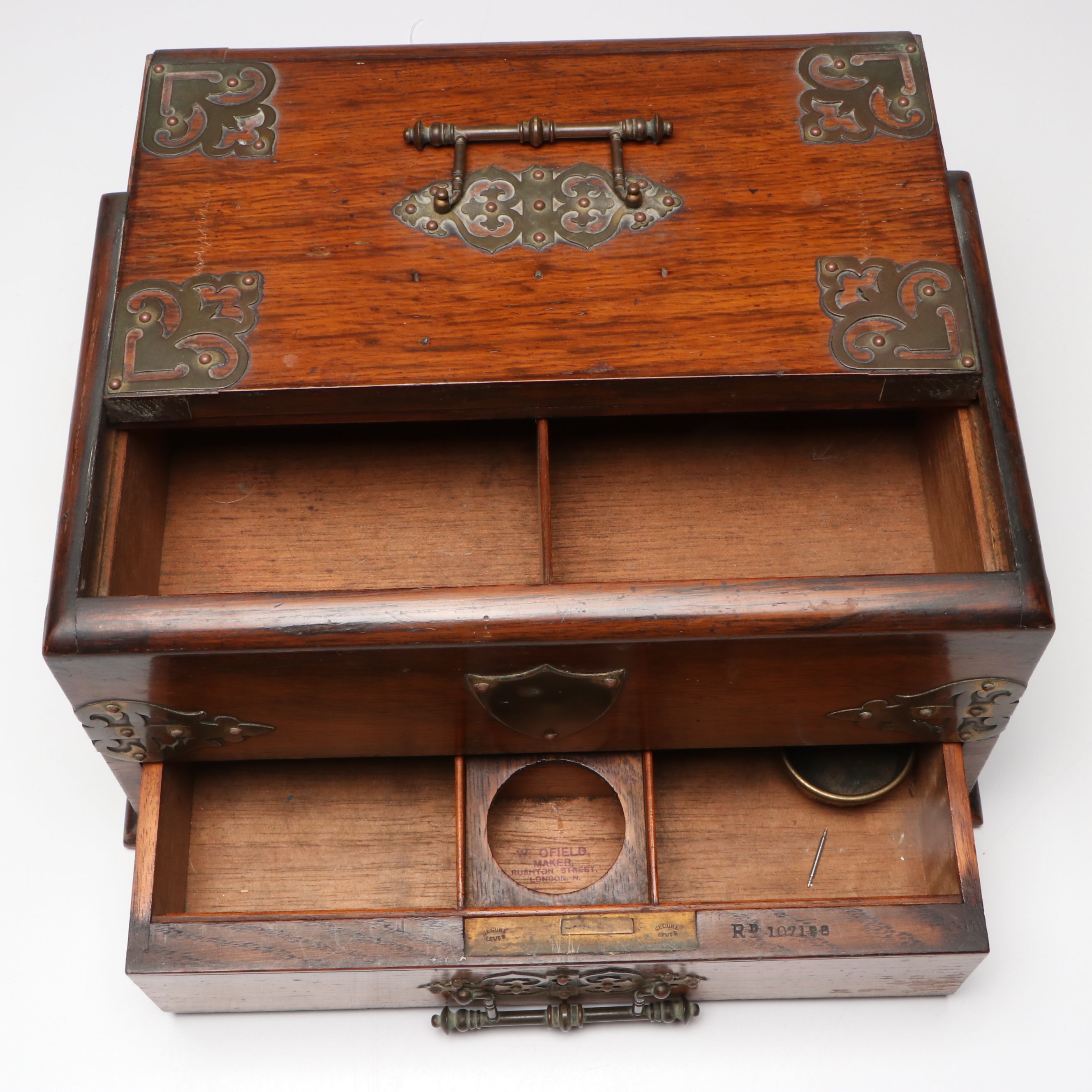 W. Ofield English Metal Mounted Wooden Seal Chest