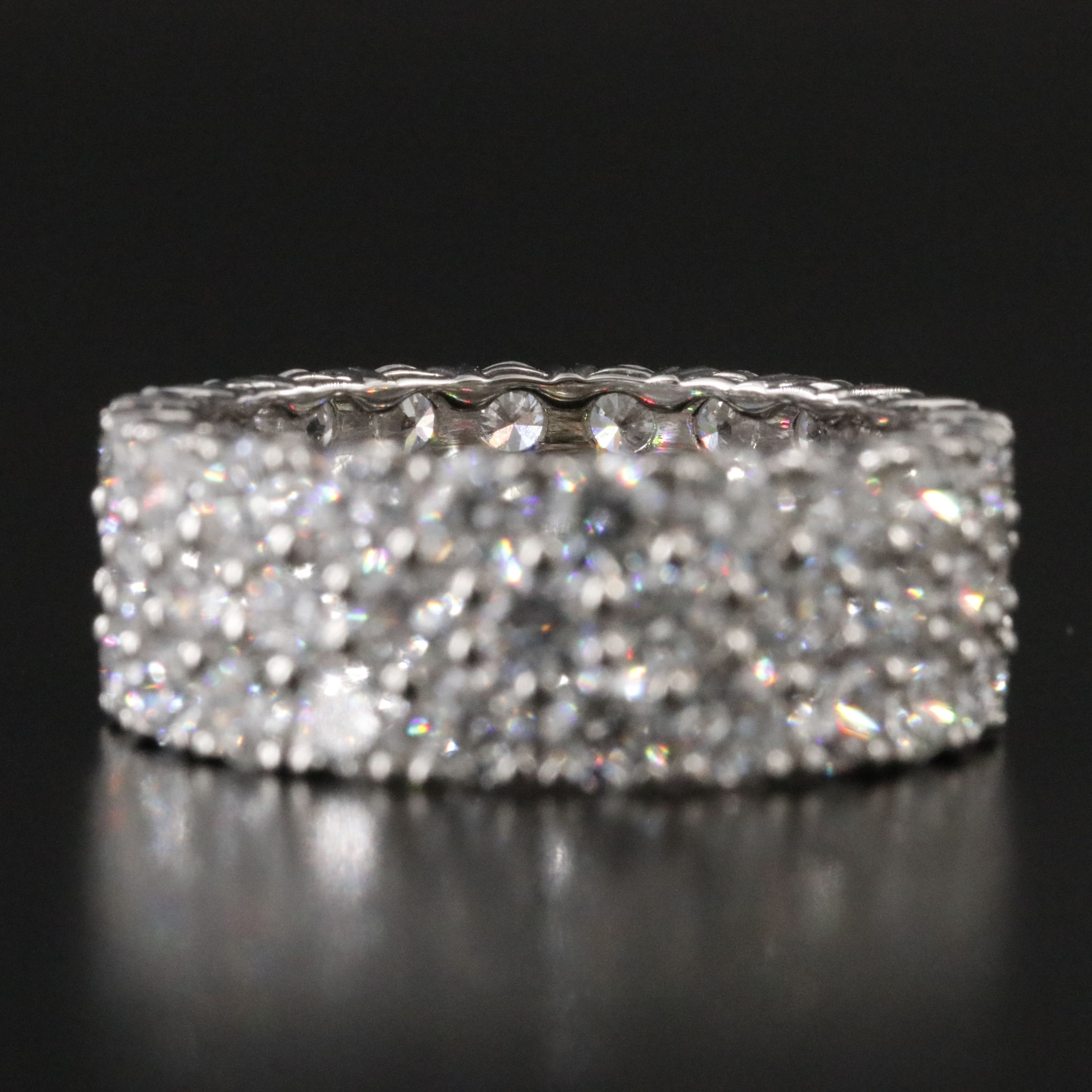 Platinum 6.41 CTW Lab Grown Diamond Three Row Eternity Band