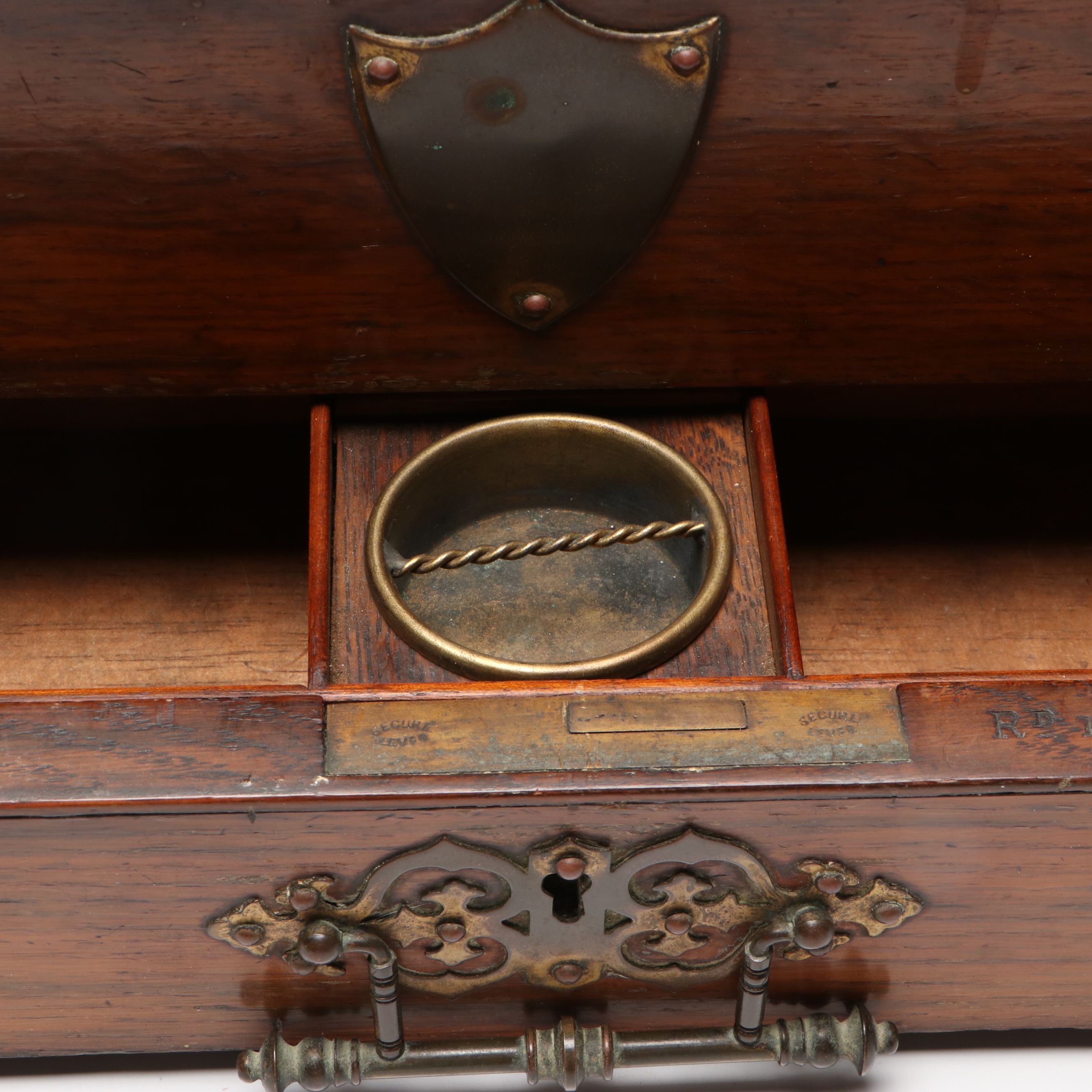 W. Ofield English Metal Mounted Wooden Seal Chest