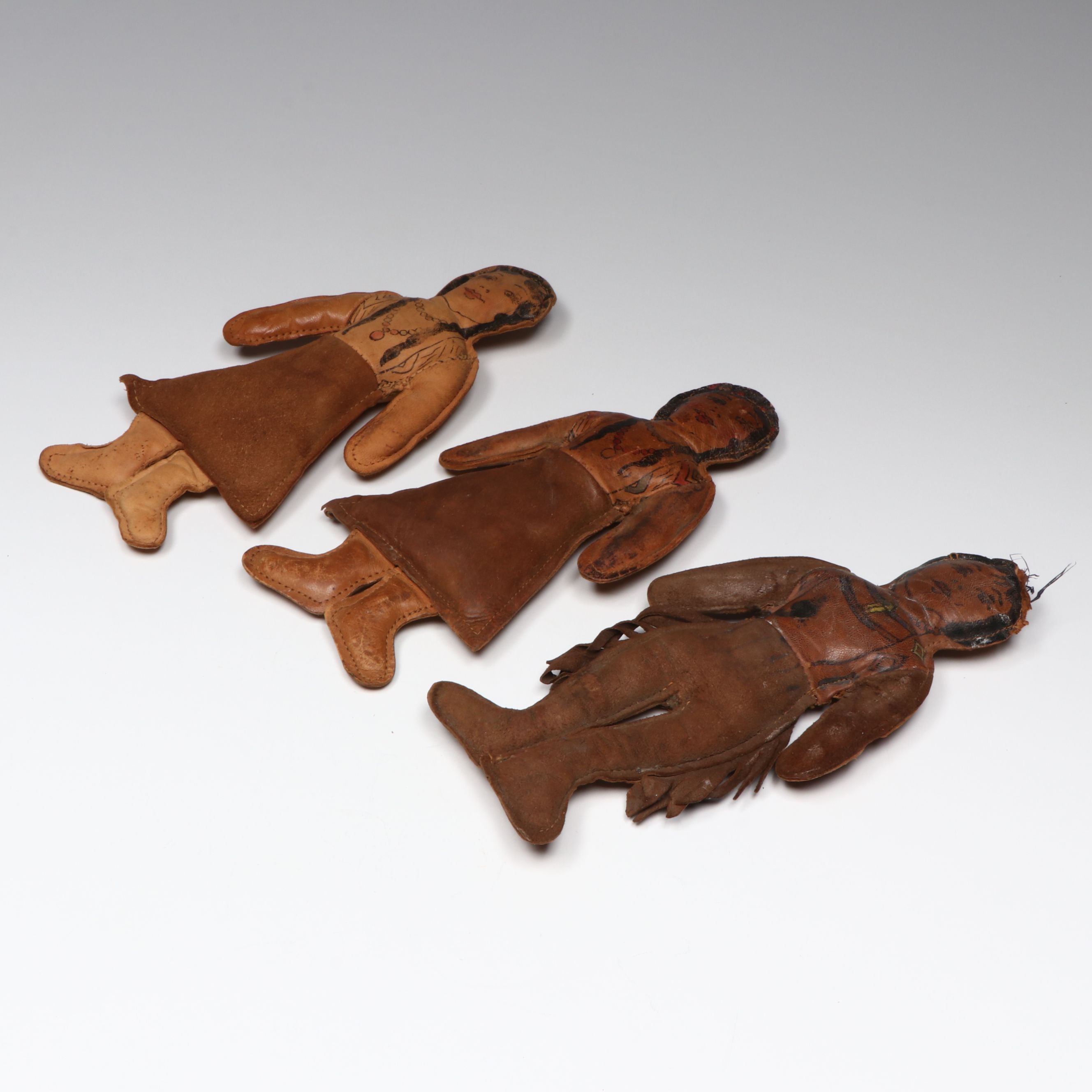 Trip Native American Leather Dolls, Circa 19th to 20th Century
