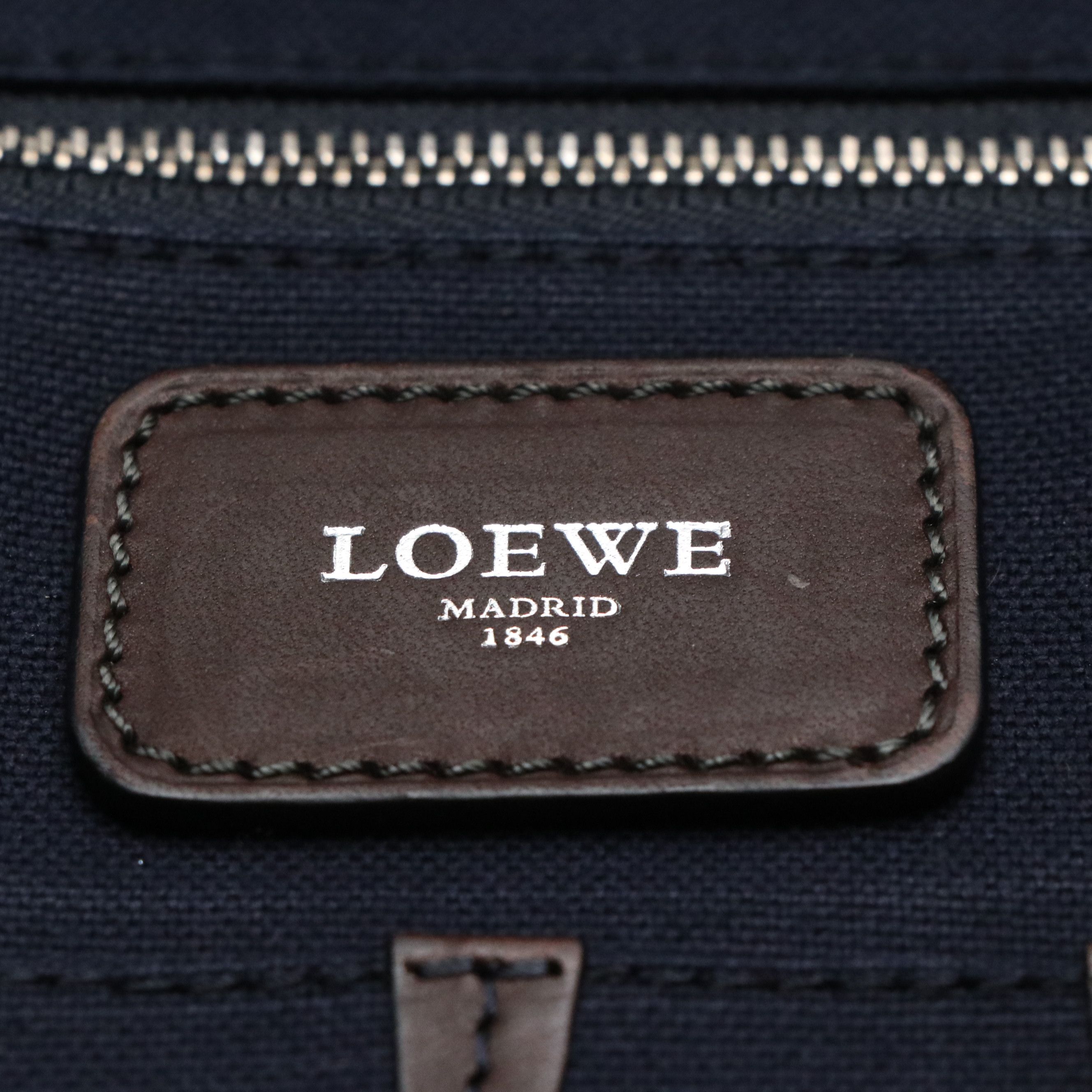 Loewe Messenger Satchel Bag in Brown Anagram Coated Canvas and Leather Trim