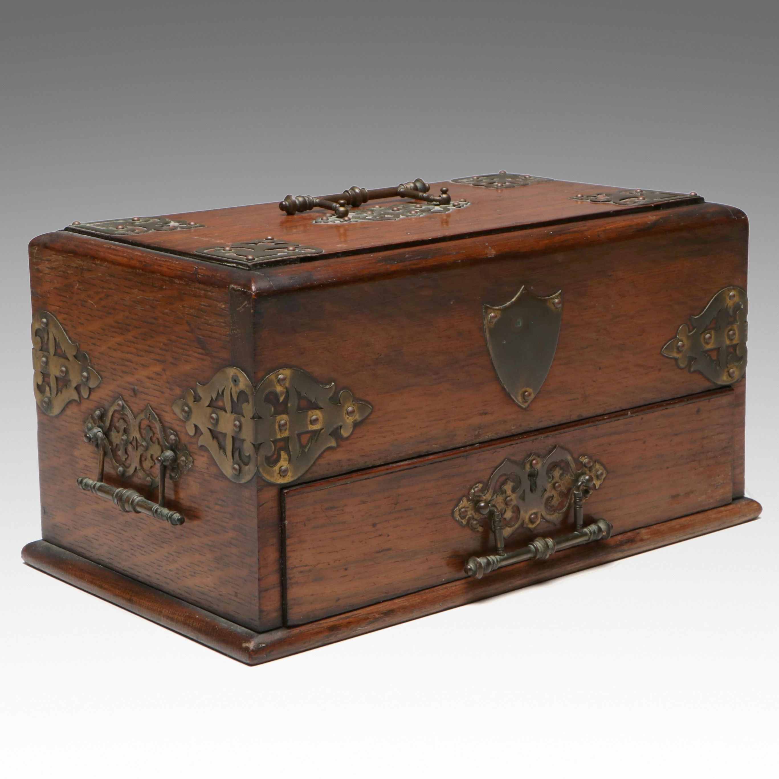 W. Ofield English Metal Mounted Wooden Seal Chest