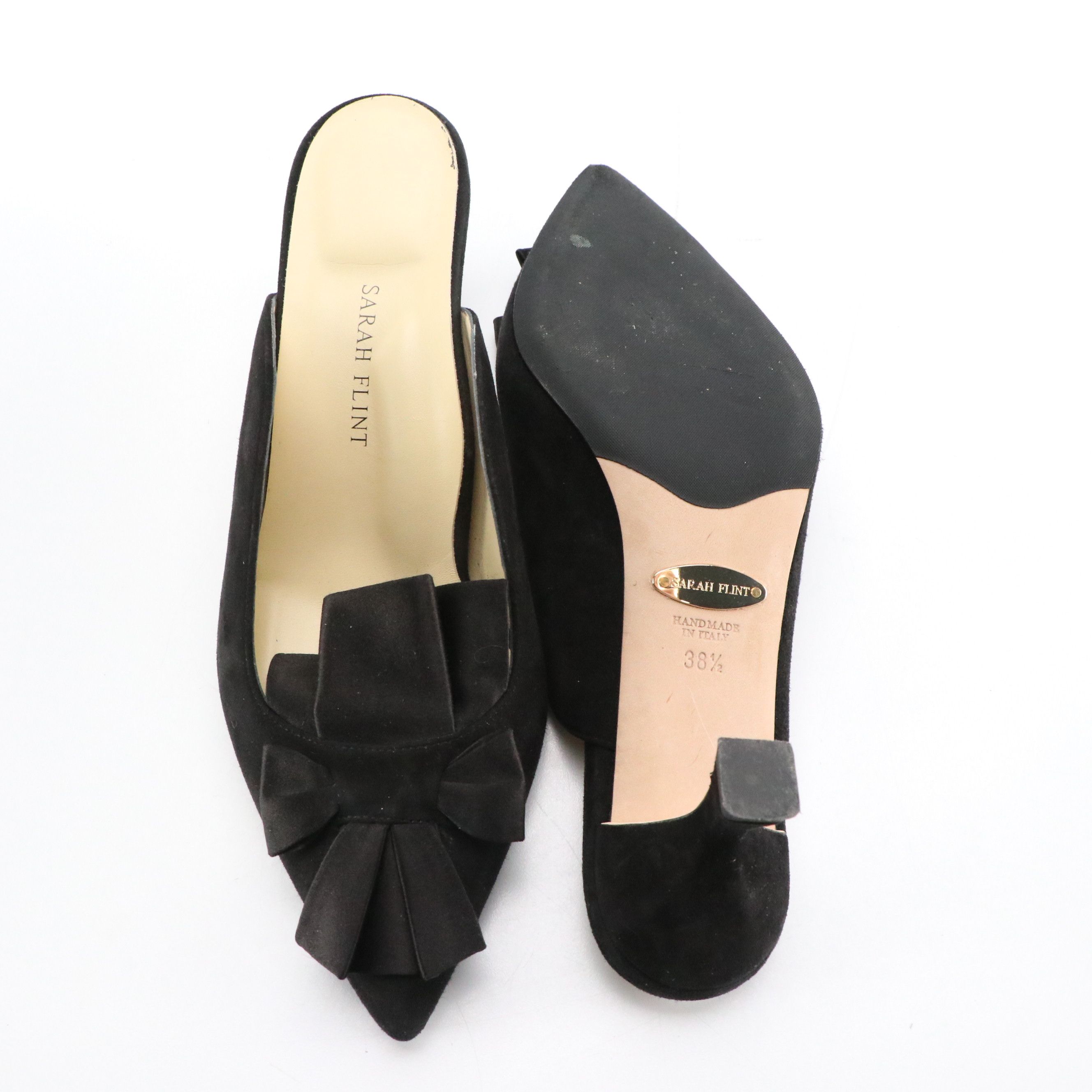 Sarah Flint Teal Deco Jacquard Satin Sabina Slingbacks and Abigail Kitten Heels