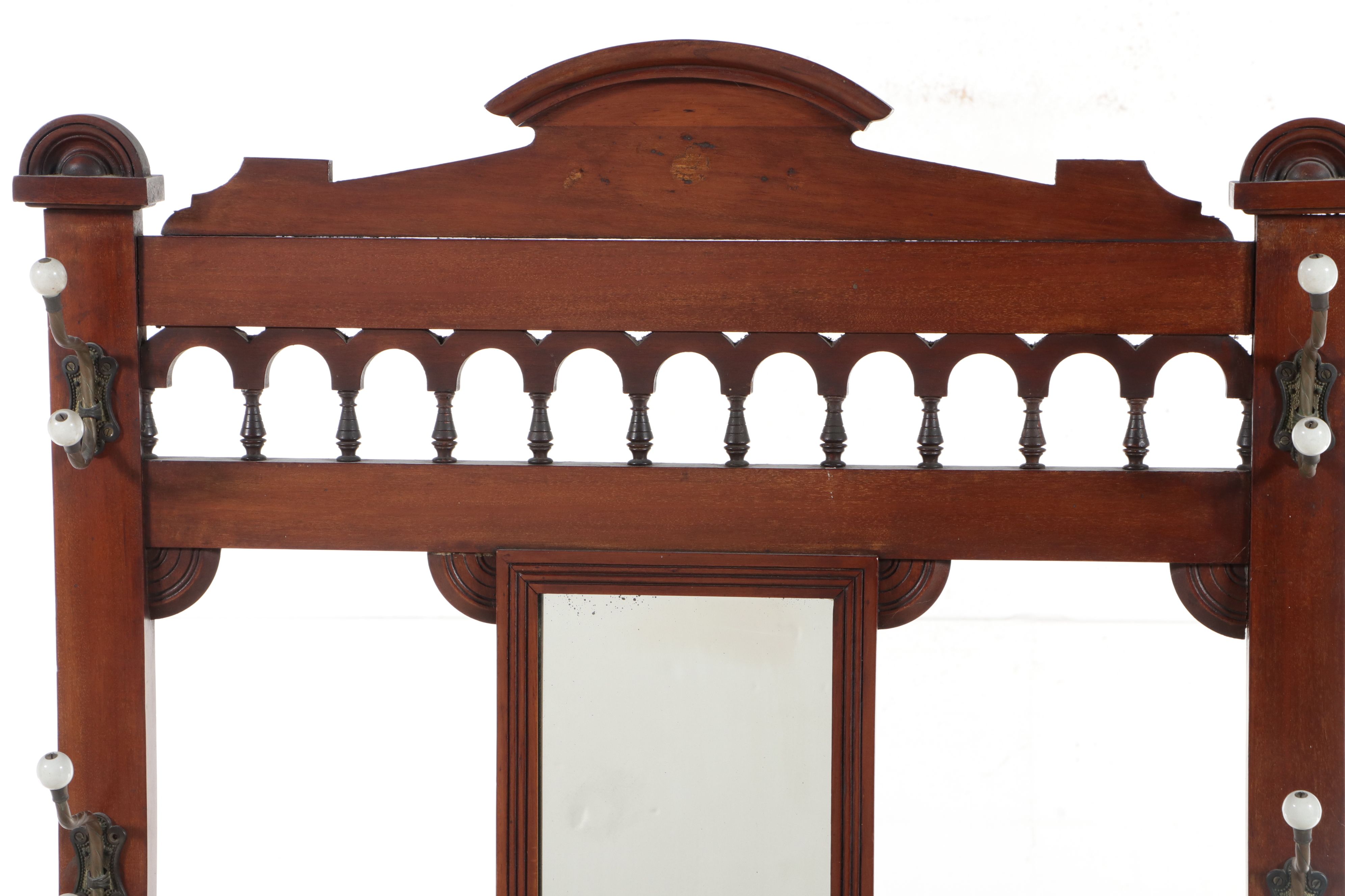 Victorian Aesthetic Movement Walnut Hall Stand with Majolica Tiles, Late 19th C.