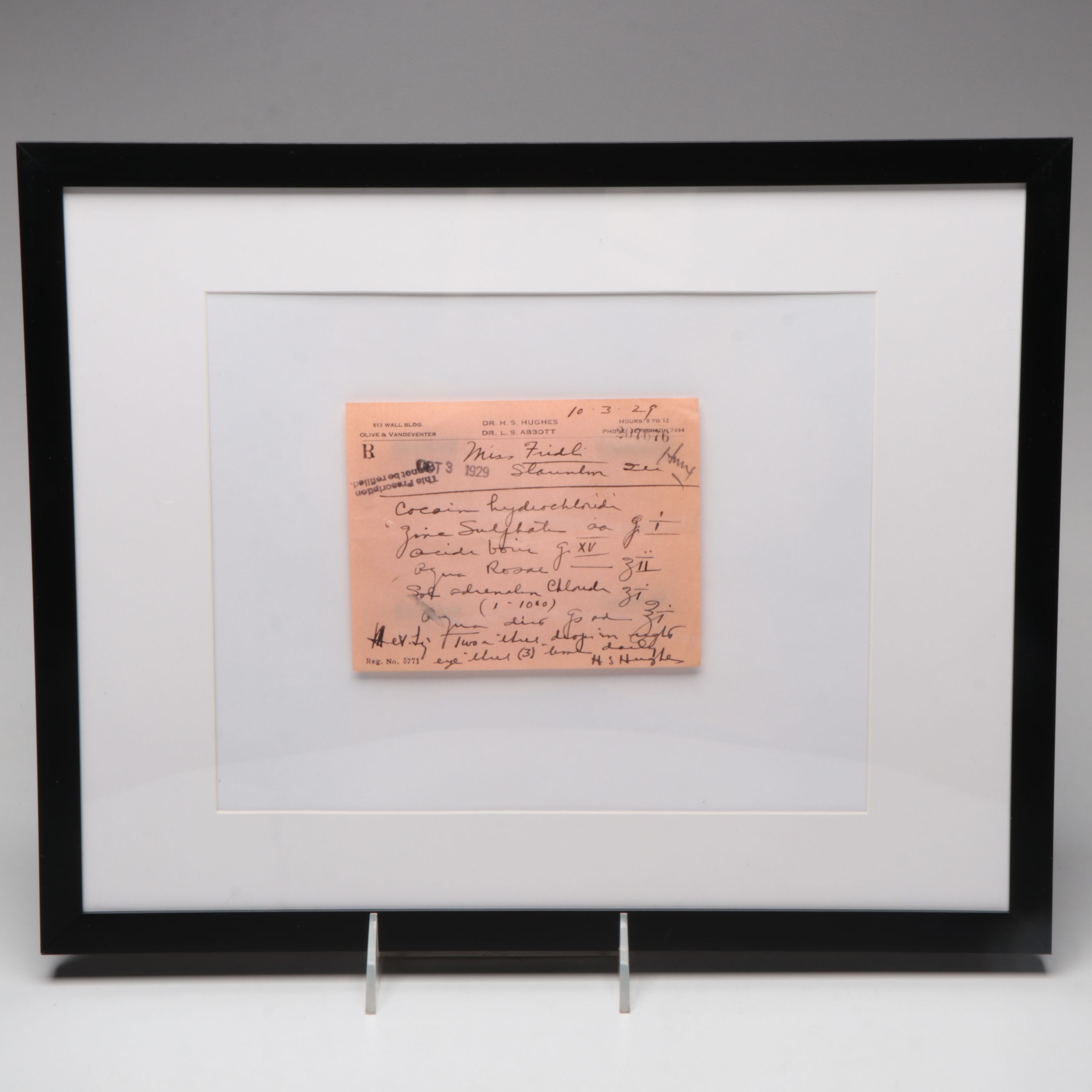 Prescription Form for Cocaine, 1929