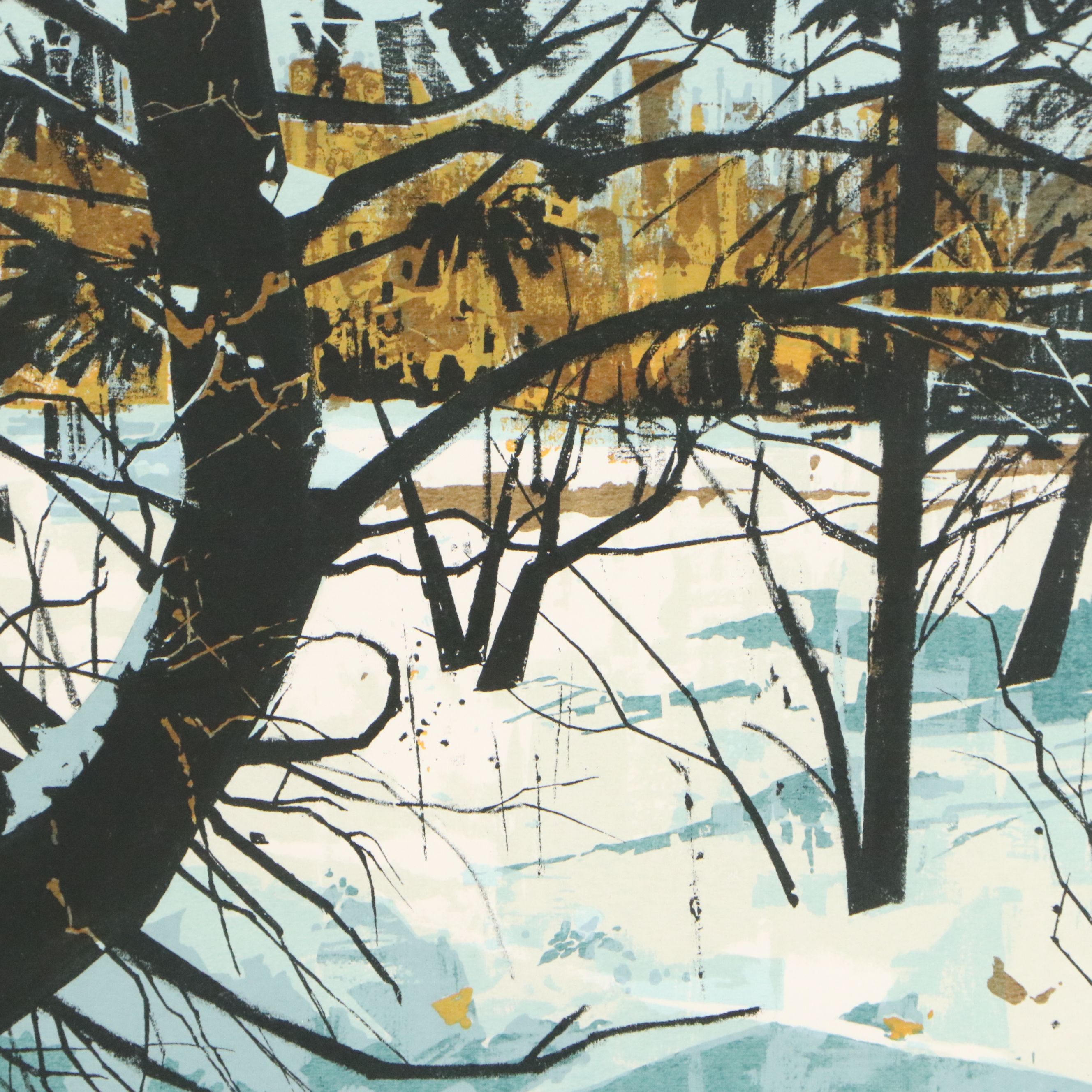 Dan Sicula Lithograph  "Winter Arboretum"