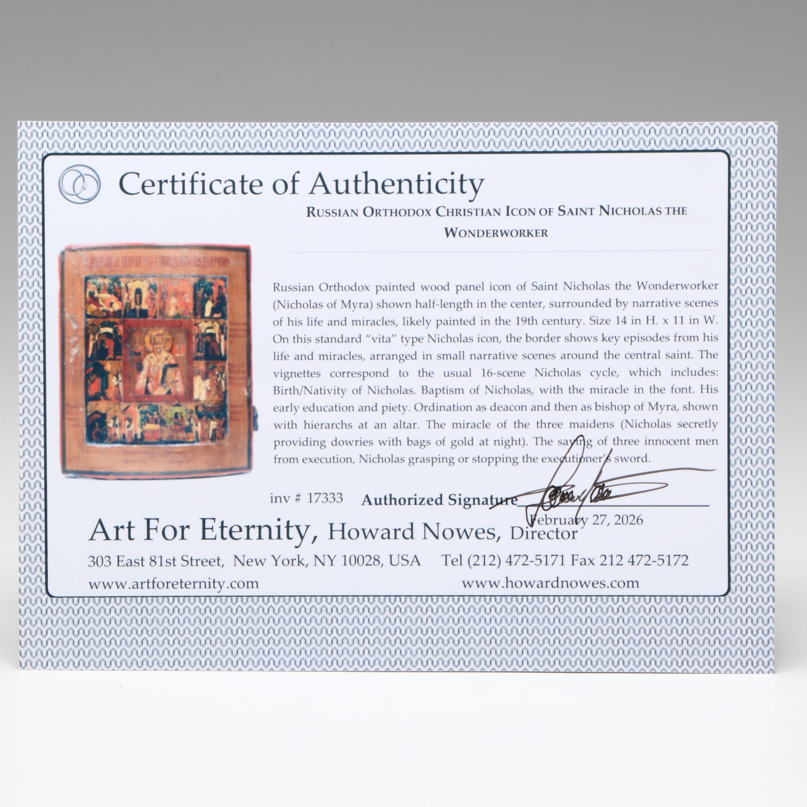 Russian Orthodox Christian Icon of Saint Nicholas the Woodworker