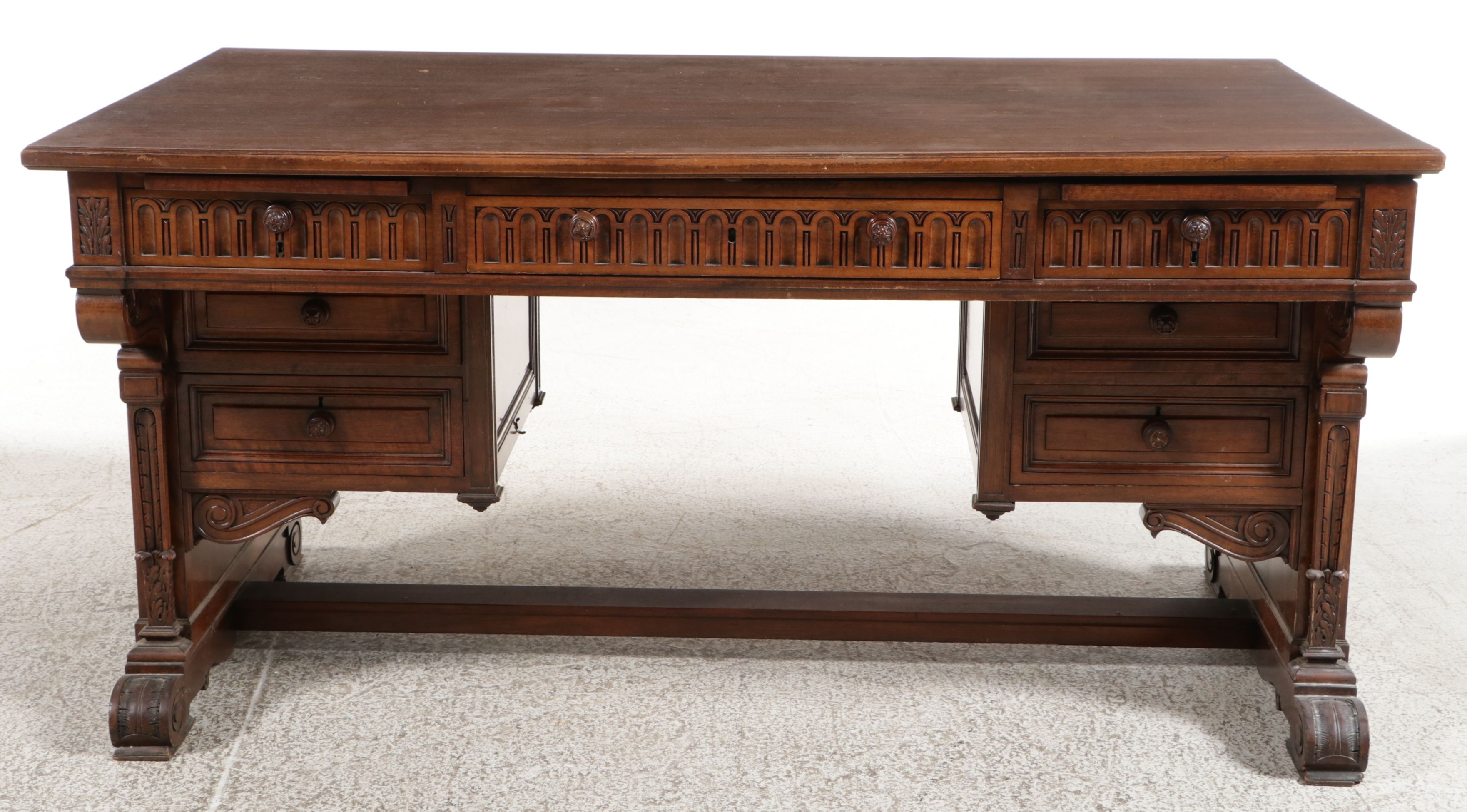 American Renaissance Revival Walnut Executive Desk, circa 1875