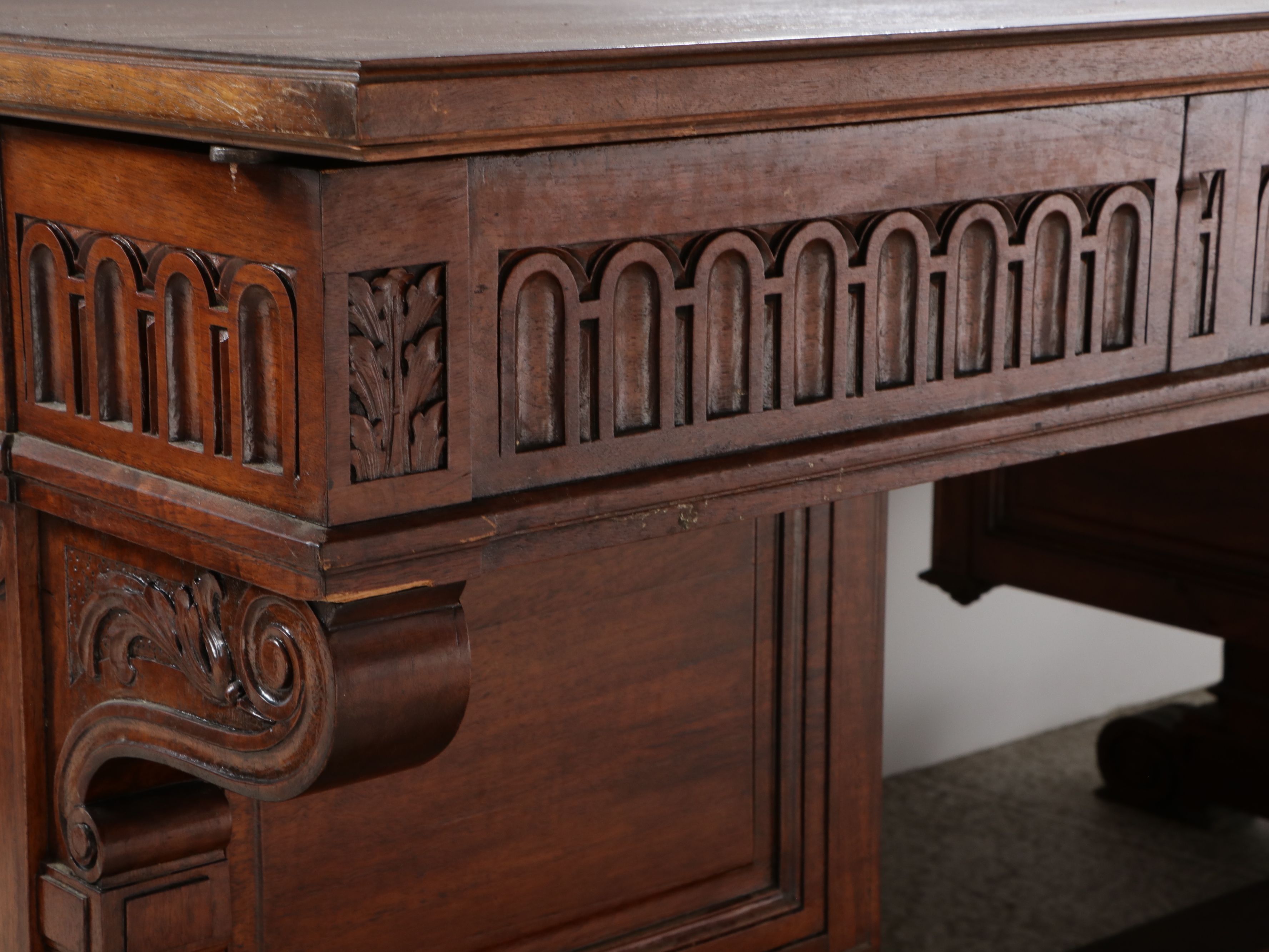 American Renaissance Revival Walnut Executive Desk, circa 1875