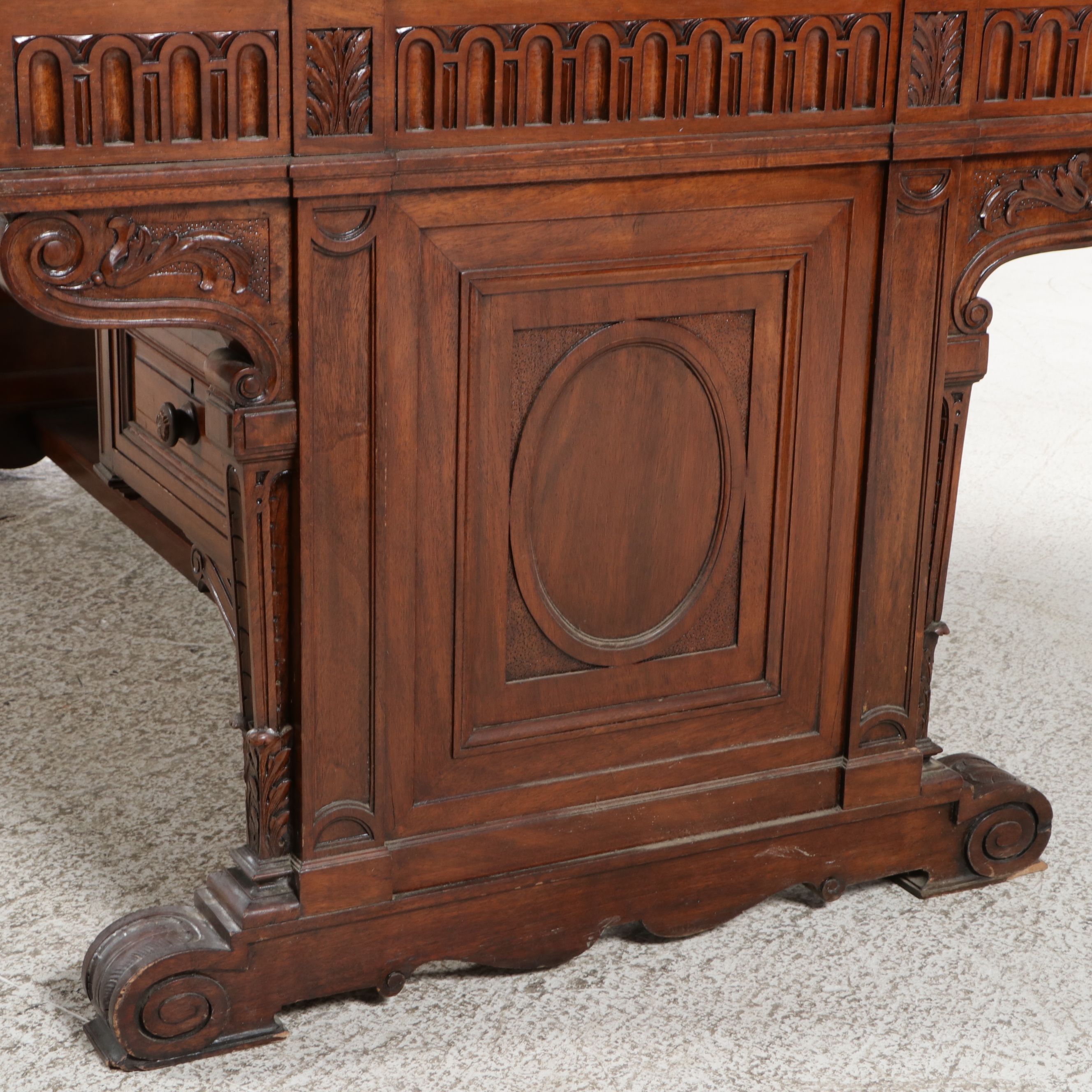 American Renaissance Revival Walnut Executive Desk, circa 1875