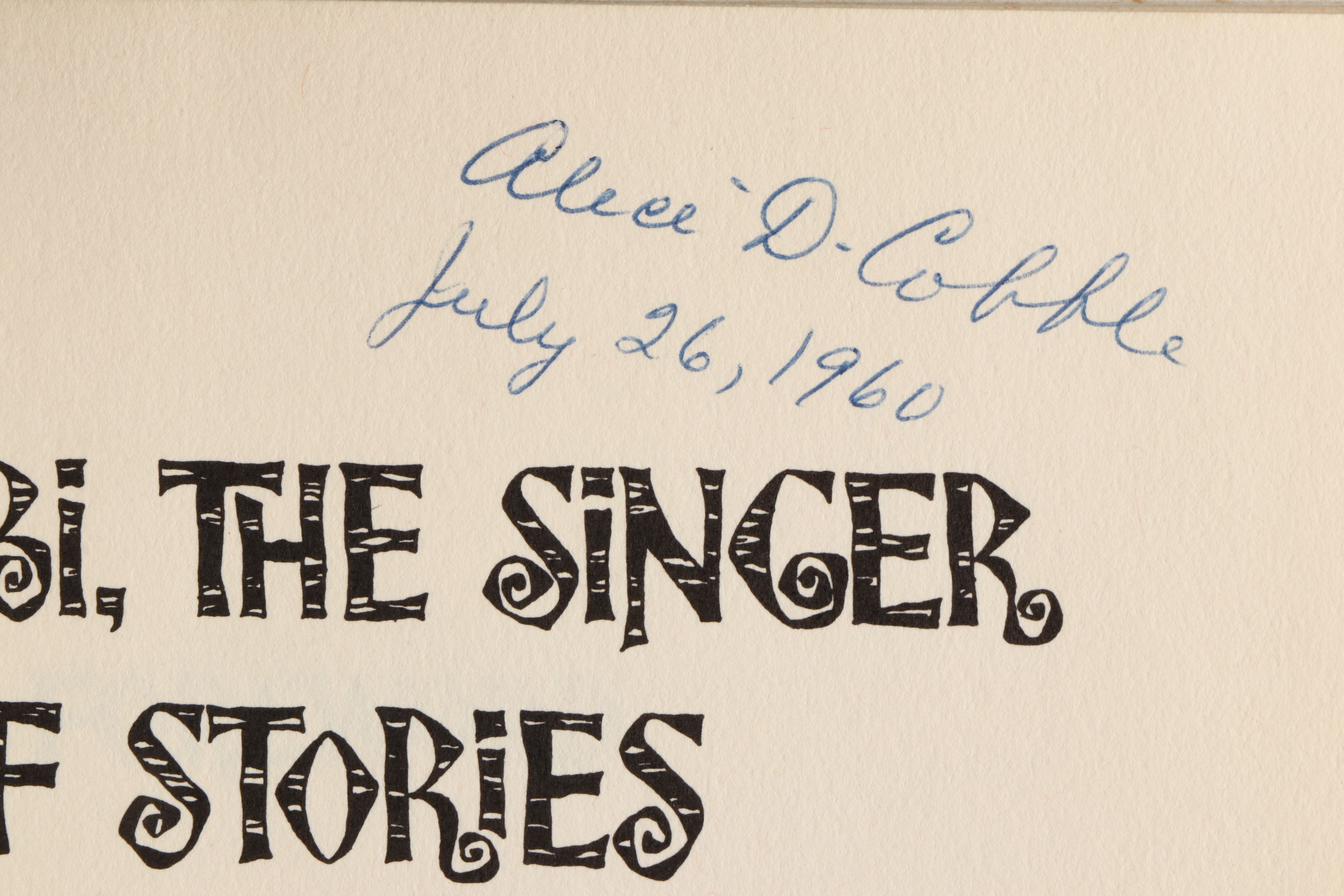 Signed First Edition "Wembi, the Singer of Stories" by Alice D. Cobble, 1959