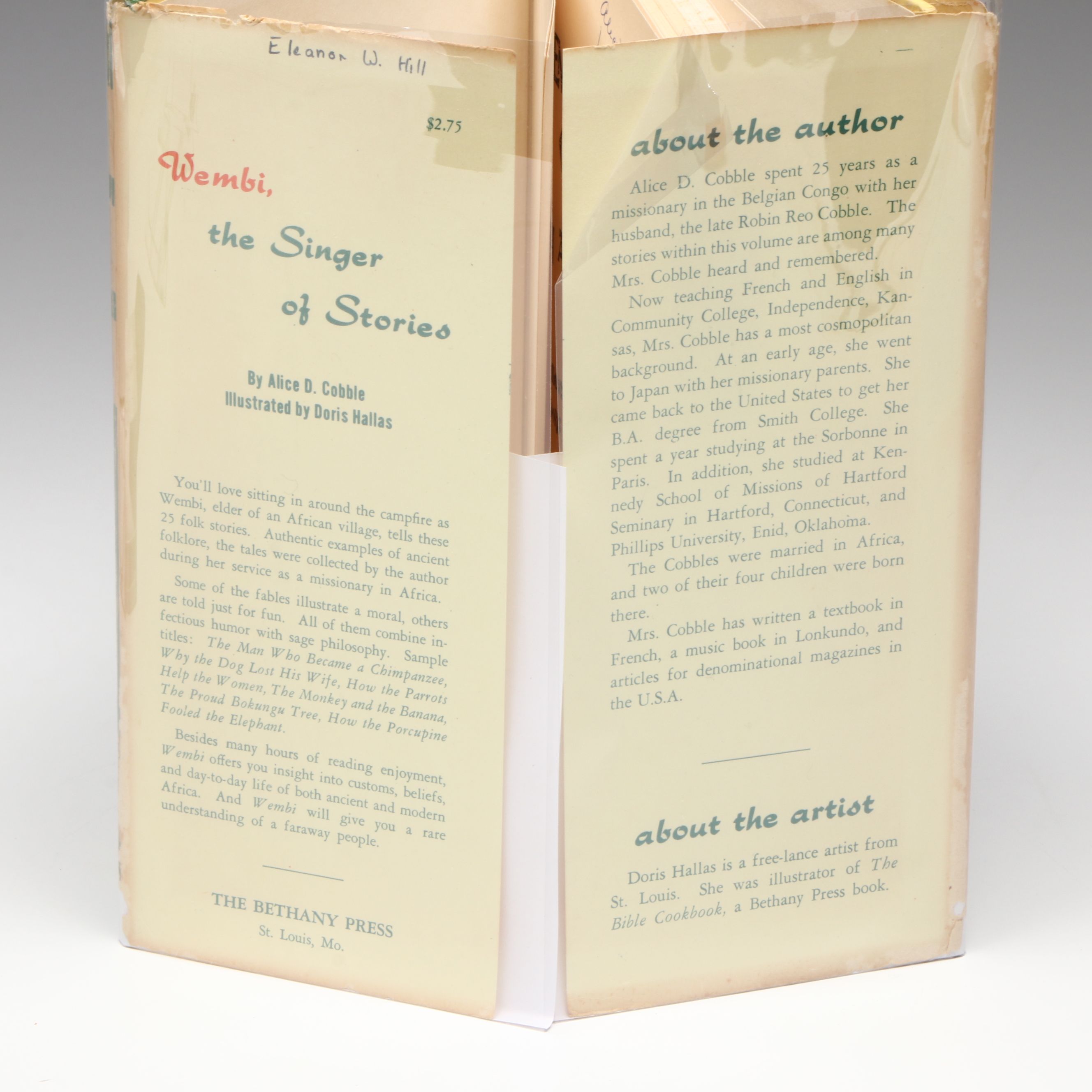Signed First Edition "Wembi, the Singer of Stories" by Alice D. Cobble, 1959