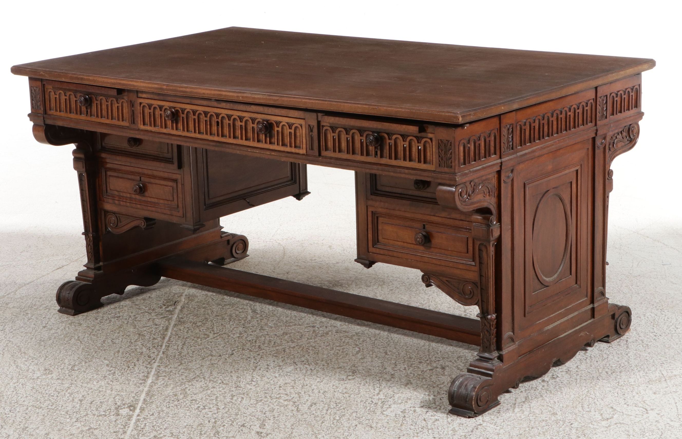 American Renaissance Revival Walnut Executive Desk, circa 1875