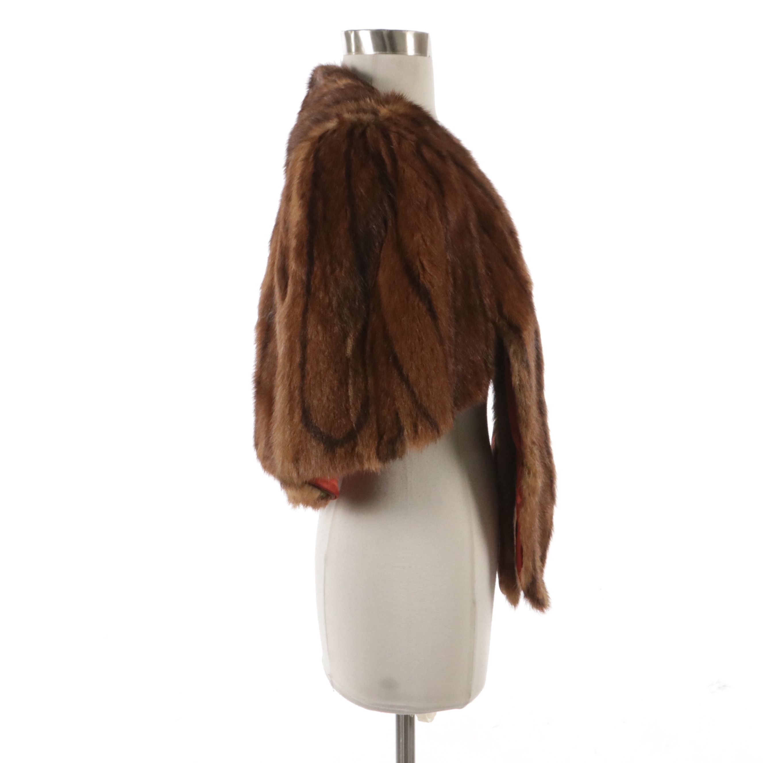 Marmot Fur Stole with Front Drape, Mid-20th Century