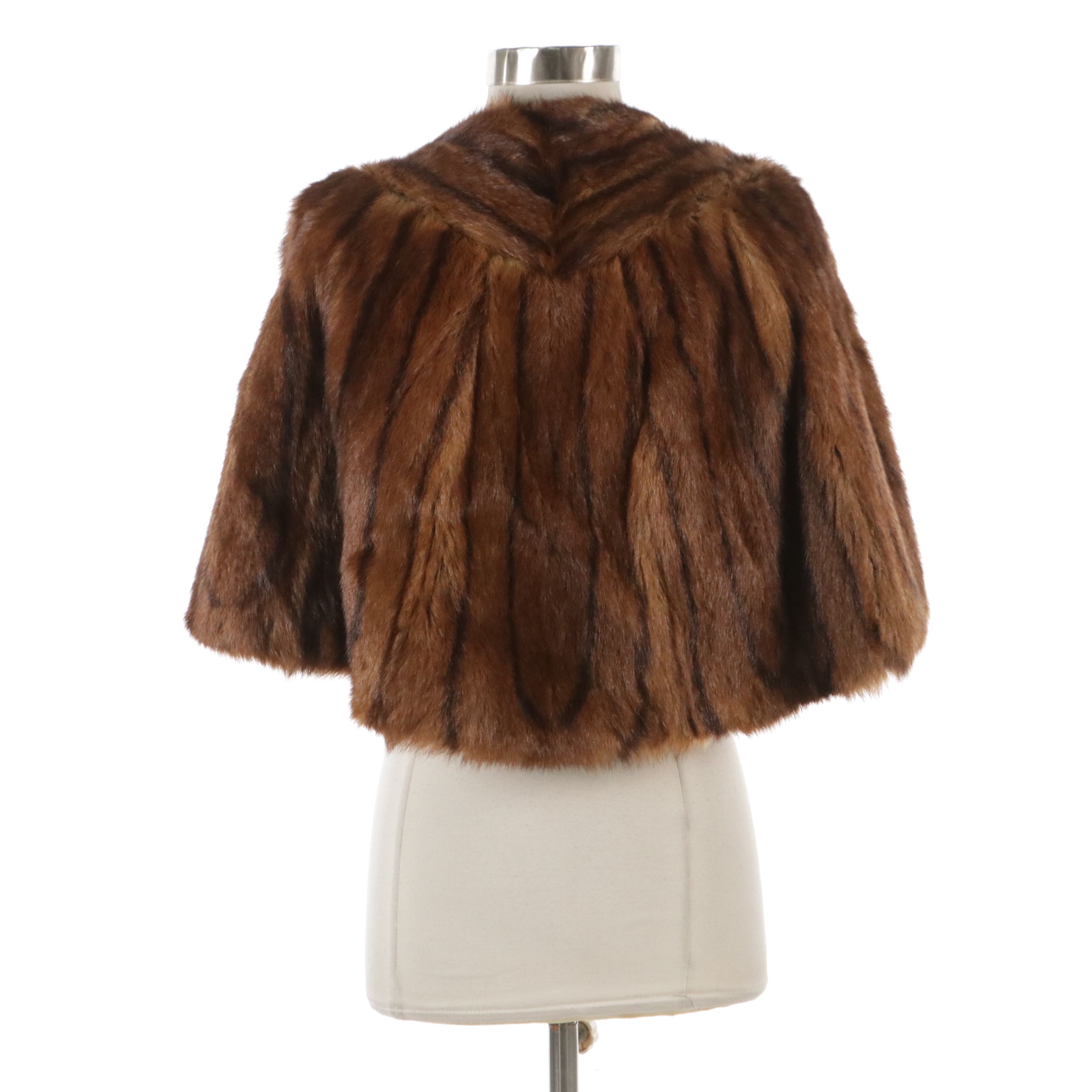 Marmot Fur Stole with Front Drape, Mid-20th Century