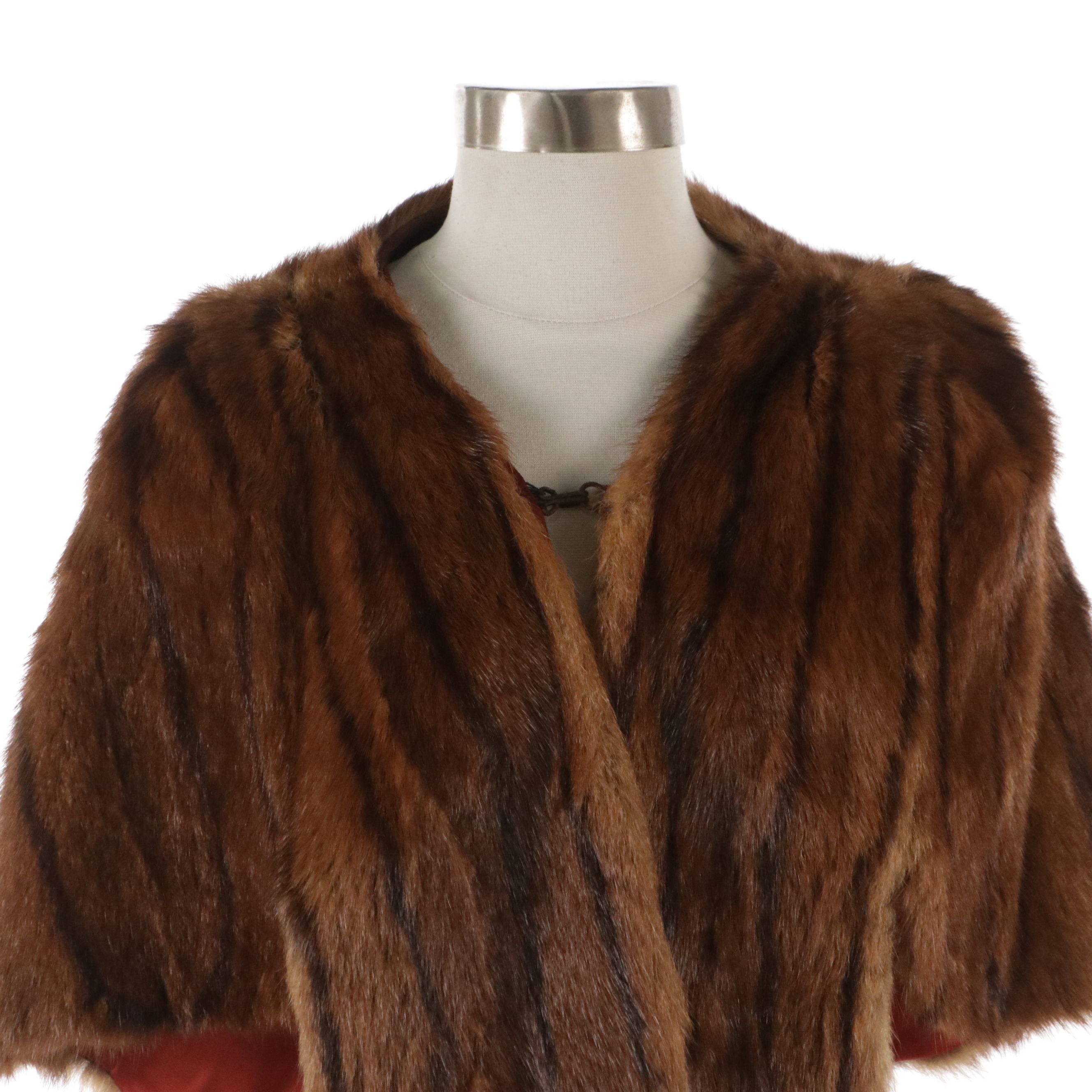 Marmot Fur Stole with Front Drape, Mid-20th Century