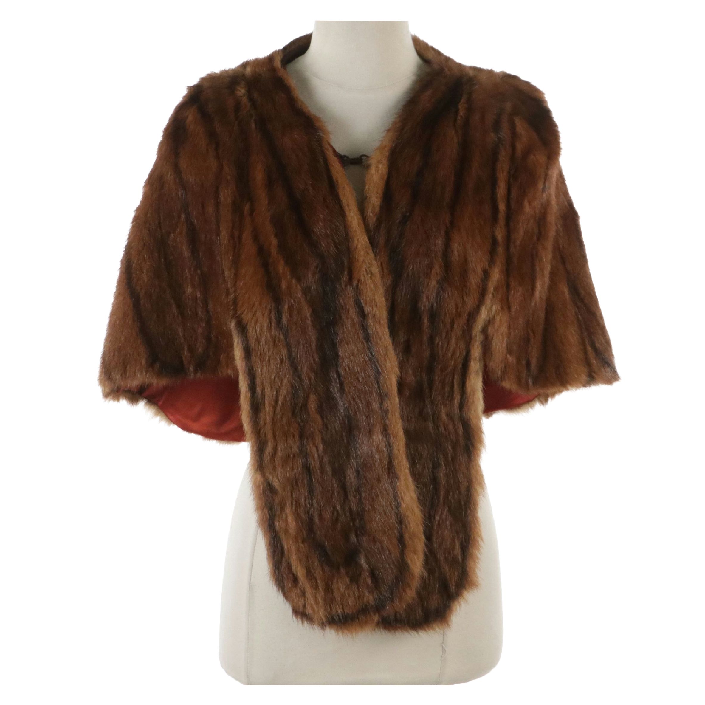 Marmot Fur Stole with Front Drape, Mid-20th Century