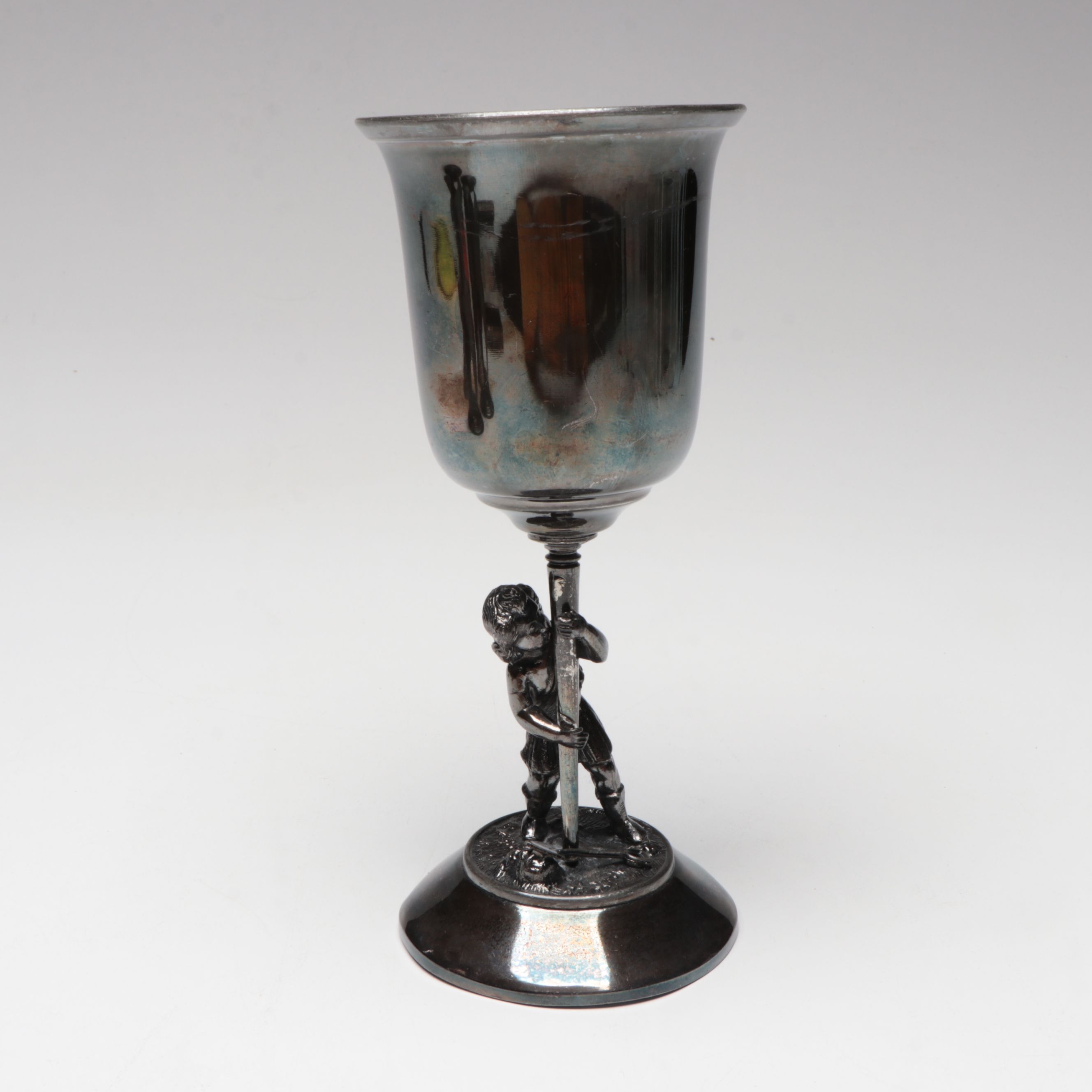 Vintage Eagle Silver Plate Glass Trumpet Epergne with Rogers Smith & Co. Goblet