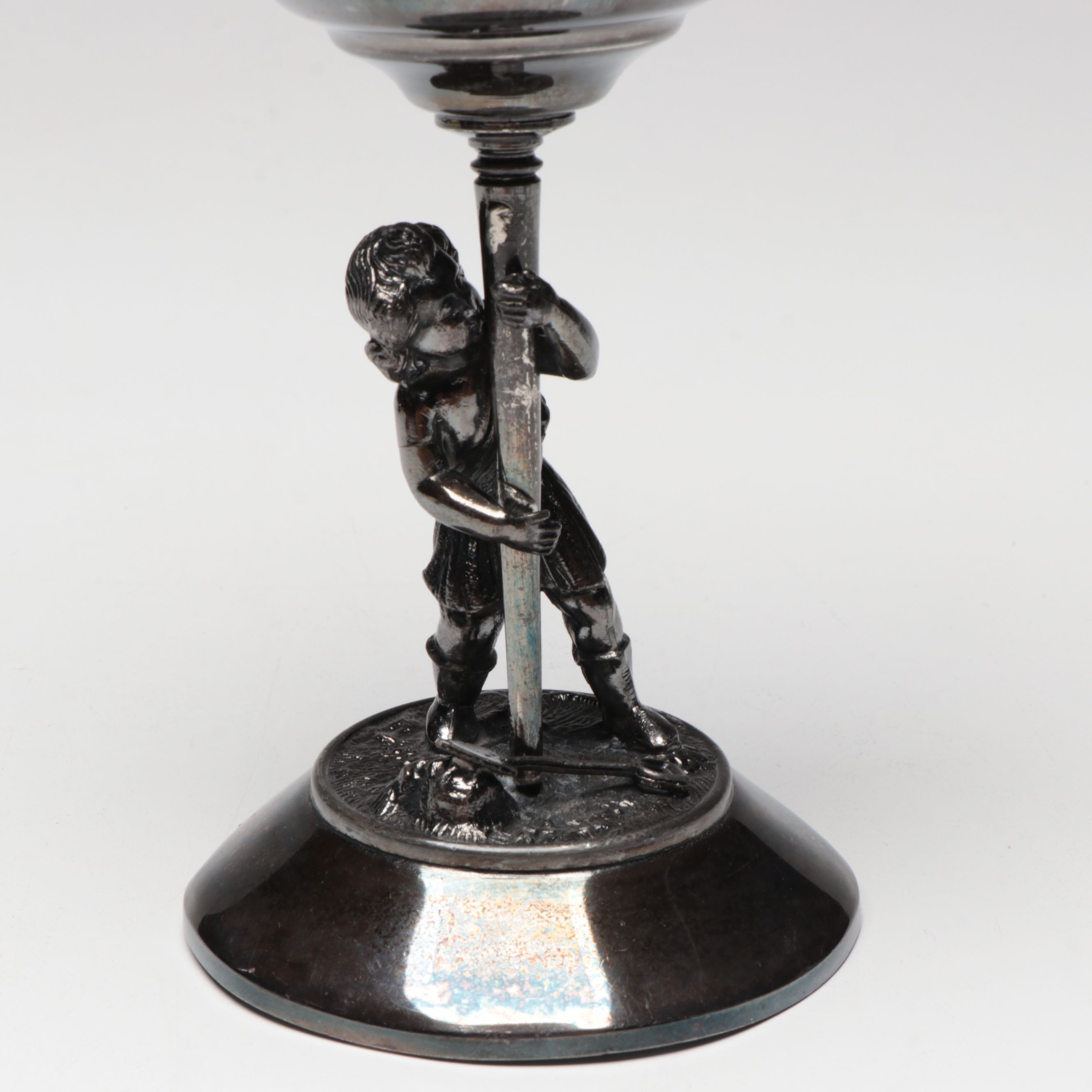 Vintage Eagle Silver Plate Glass Trumpet Epergne with Rogers Smith & Co. Goblet