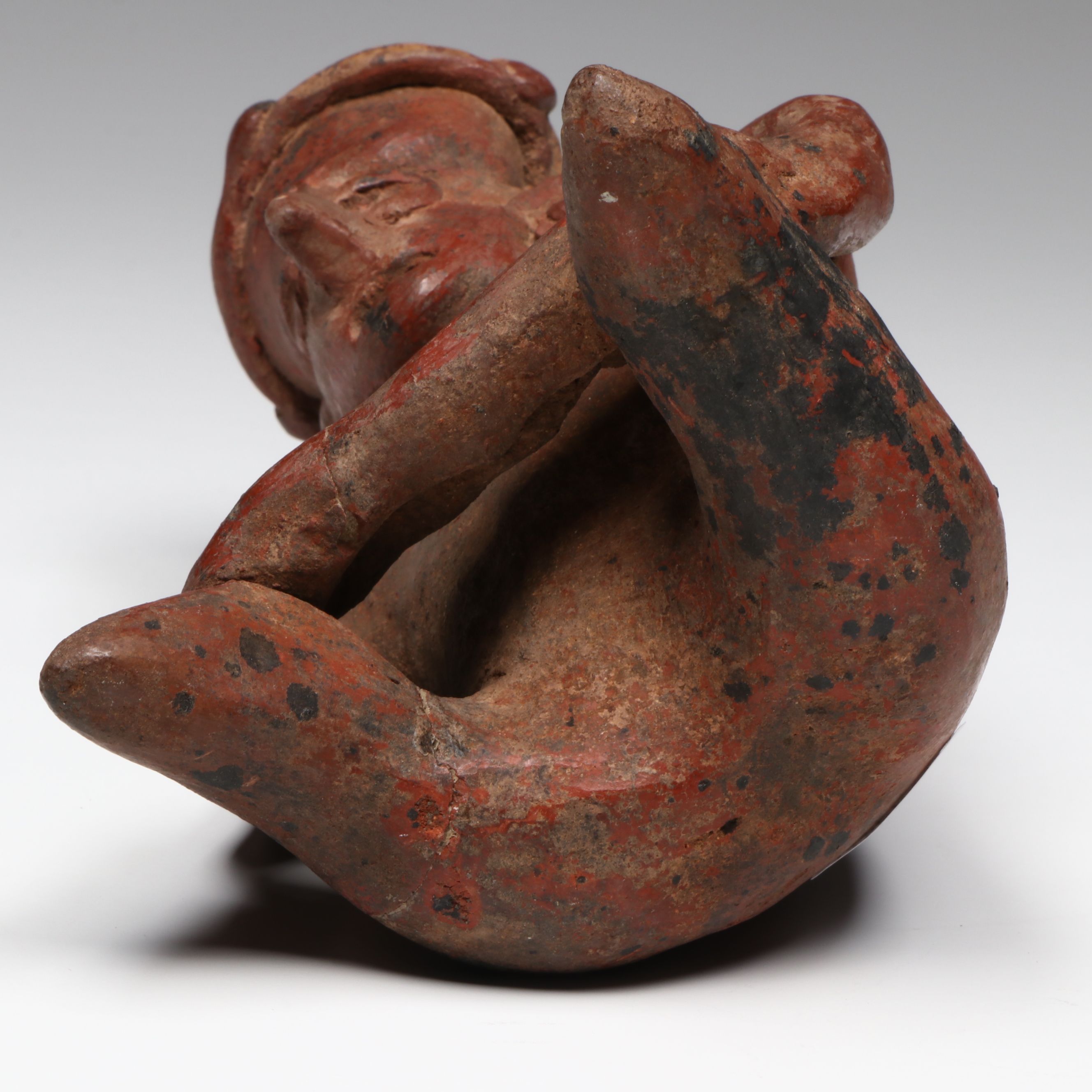 Pre-Columbian Nayarit Polychrome Seated Male, Circa 200 BCE–200 CE