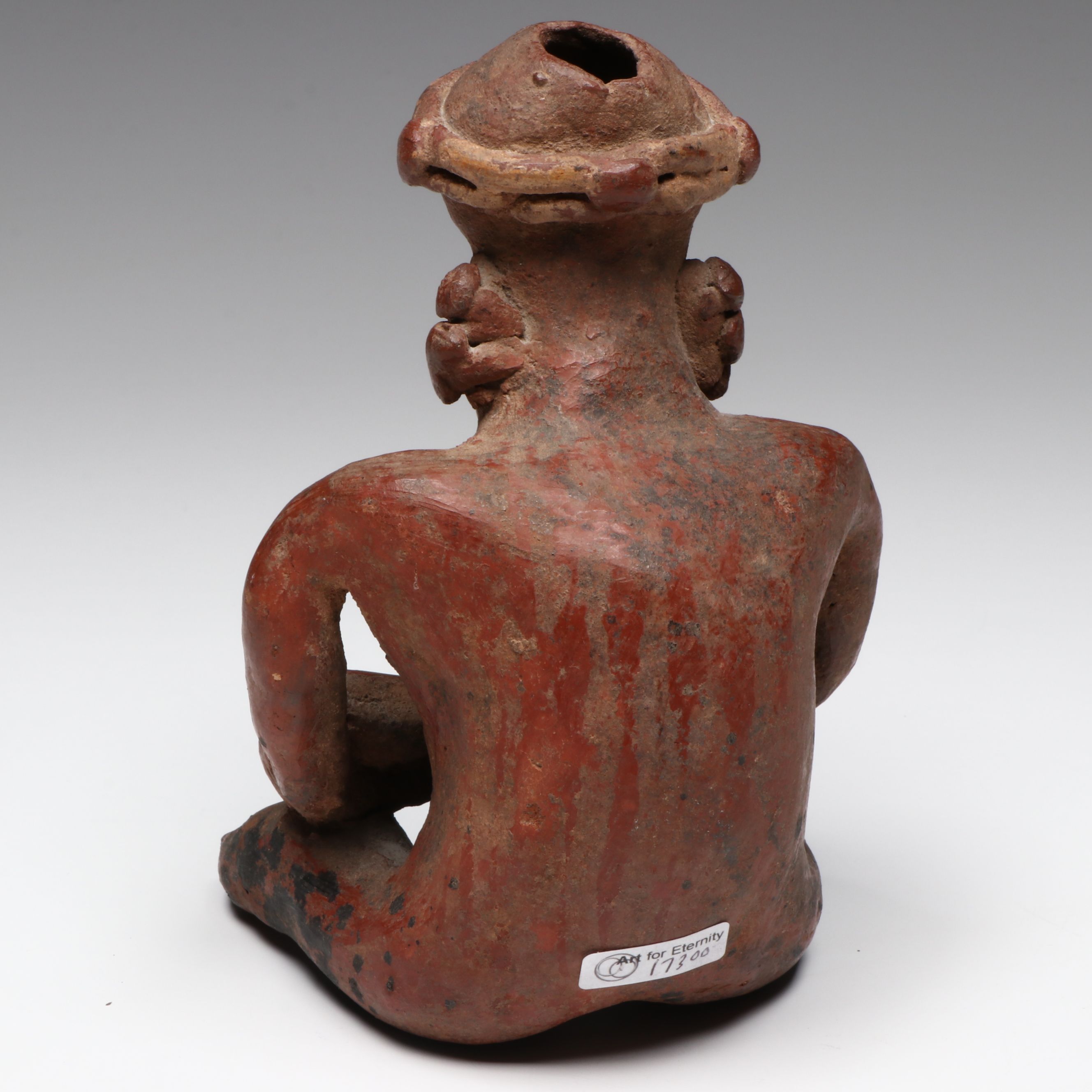 Pre-Columbian Nayarit Polychrome Seated Male, Circa 200 BCE–200 CE