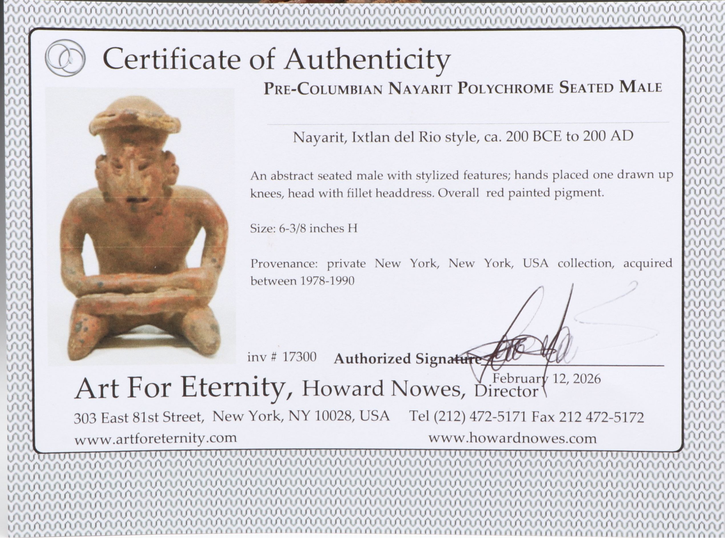 Pre-Columbian Nayarit Polychrome Seated Male, Circa 200 BCE–200 CE